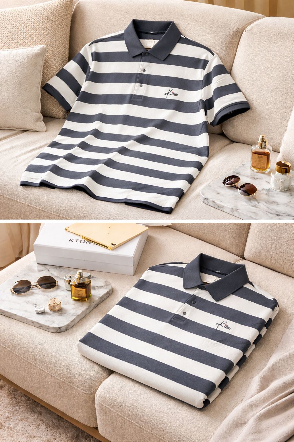 Riviera Stripe Polo – Luxe Contrast Edition