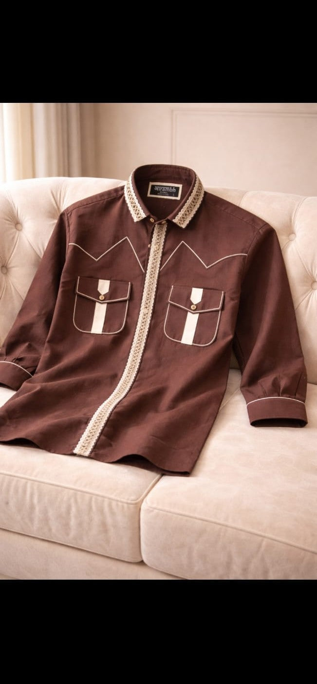 Heritage Hunter Linen Shirt – Jute Embroidery Edition