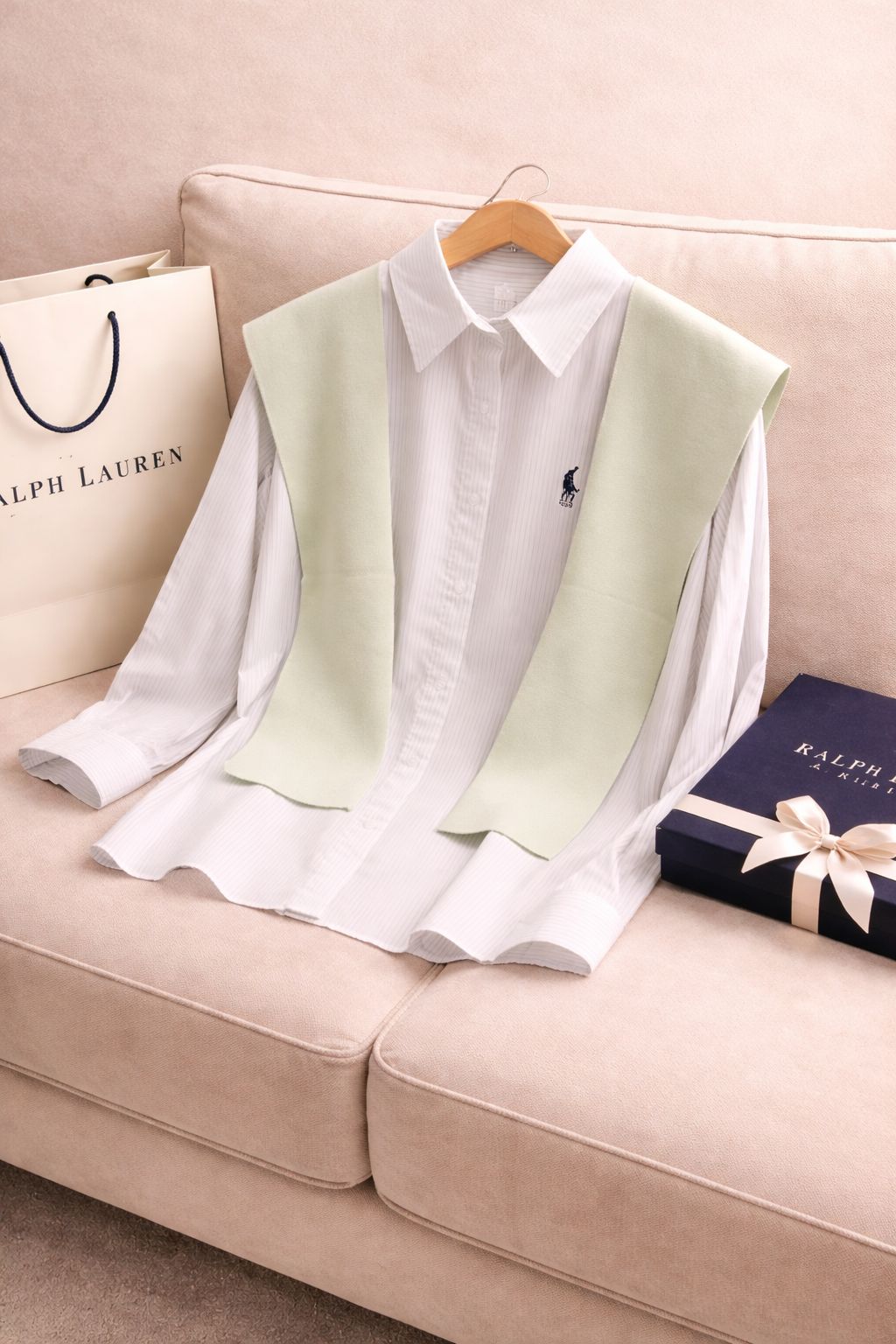 Elegant Layered Shirt Set with Knit Muffler – Premium Edition