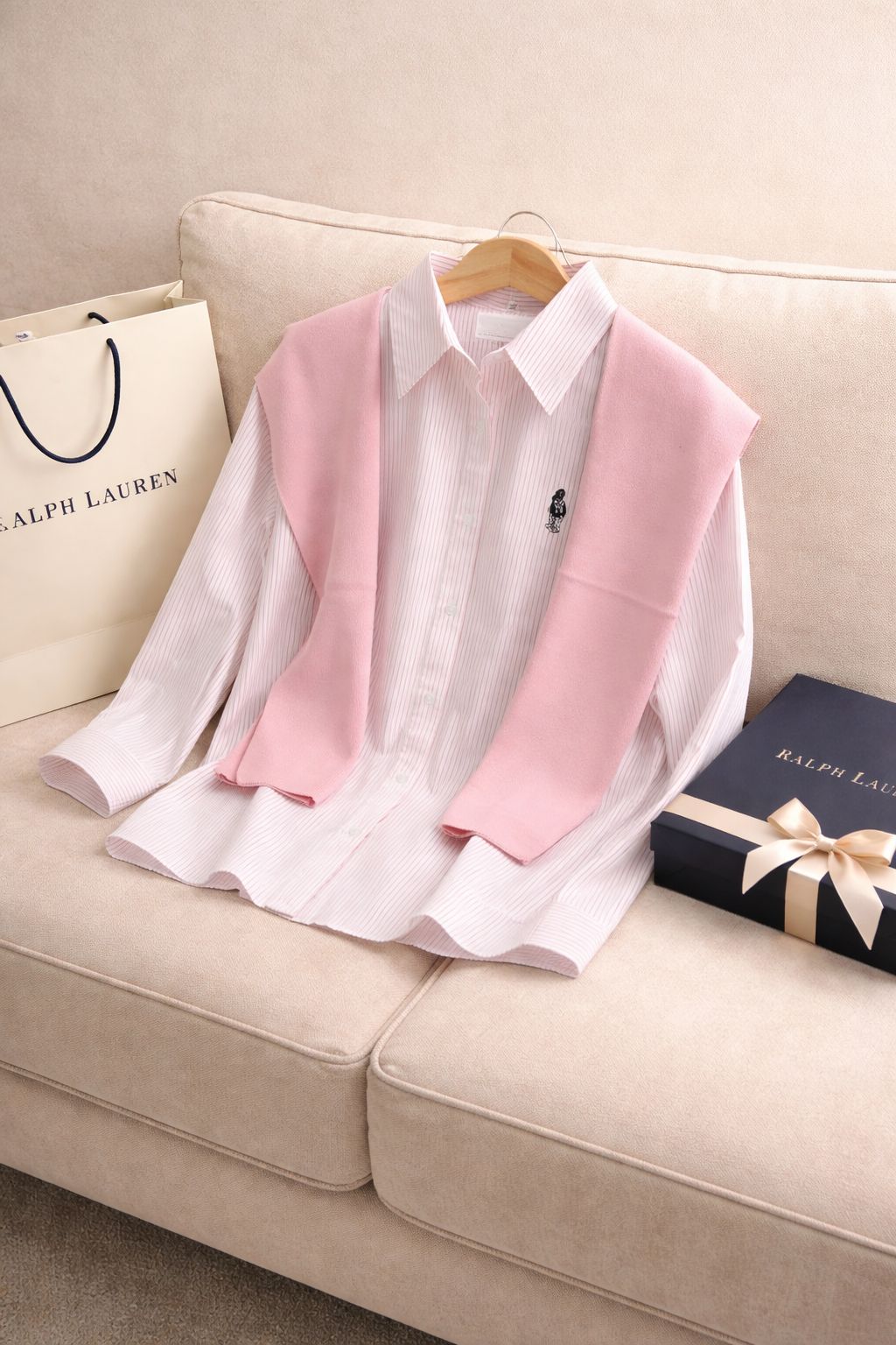 Elegant Layered Shirt Set with Knit Muffler – Premium Edition