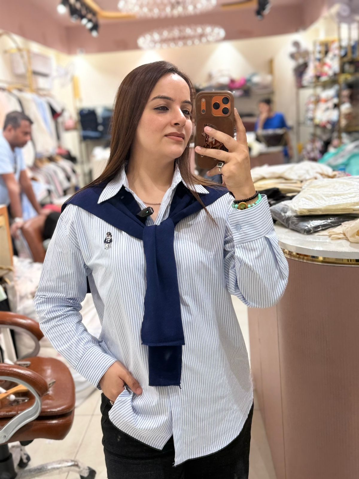 Elegant Layered Shirt Set with Knit Muffler – Premium Edition
