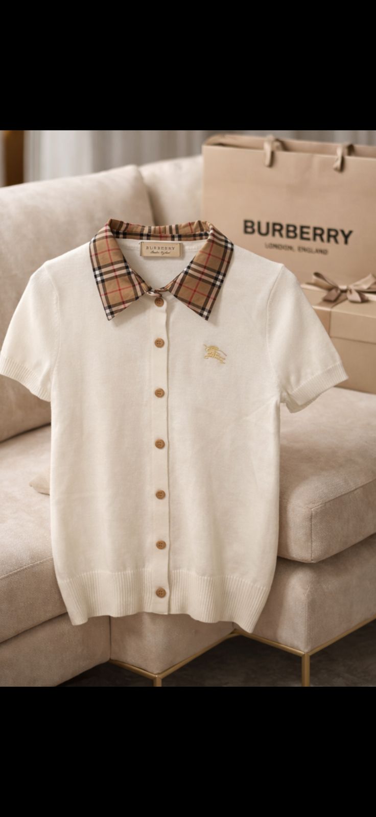 Heritage Check Collar Knit Top – Luxe Edition