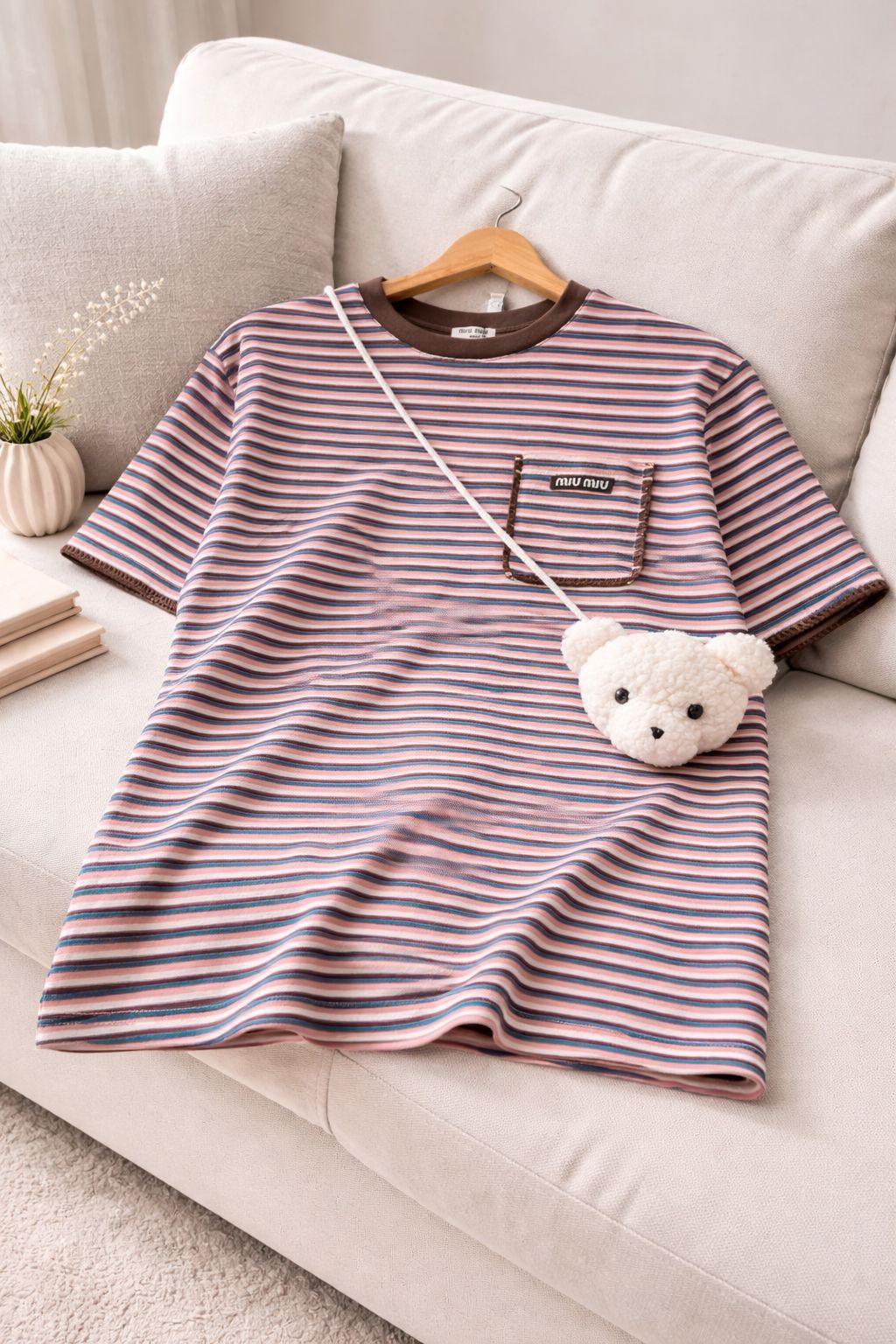 Oversized Striped Teddy Sling Tee