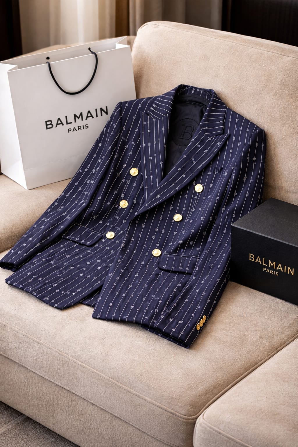 Royal Navy Pinstripe Double-Breasted Blazer – Luxe Edition