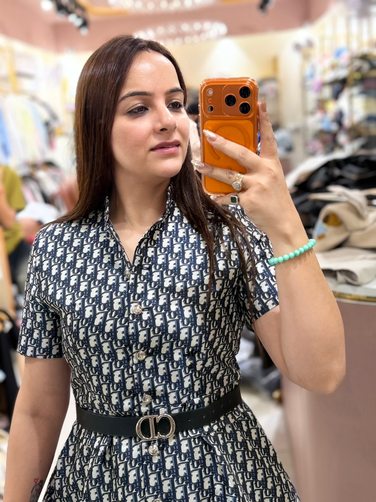 Monogram Midi Dress with Belt – Luxe Everyday Edition