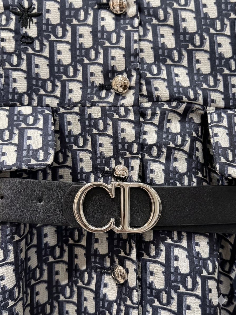Monogram Midi Dress with Belt – Luxe Everyday Edition