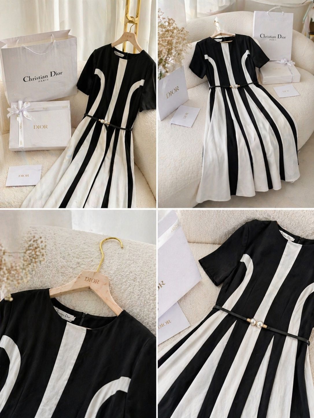 Midnight Ivory Panel Luxe Dress