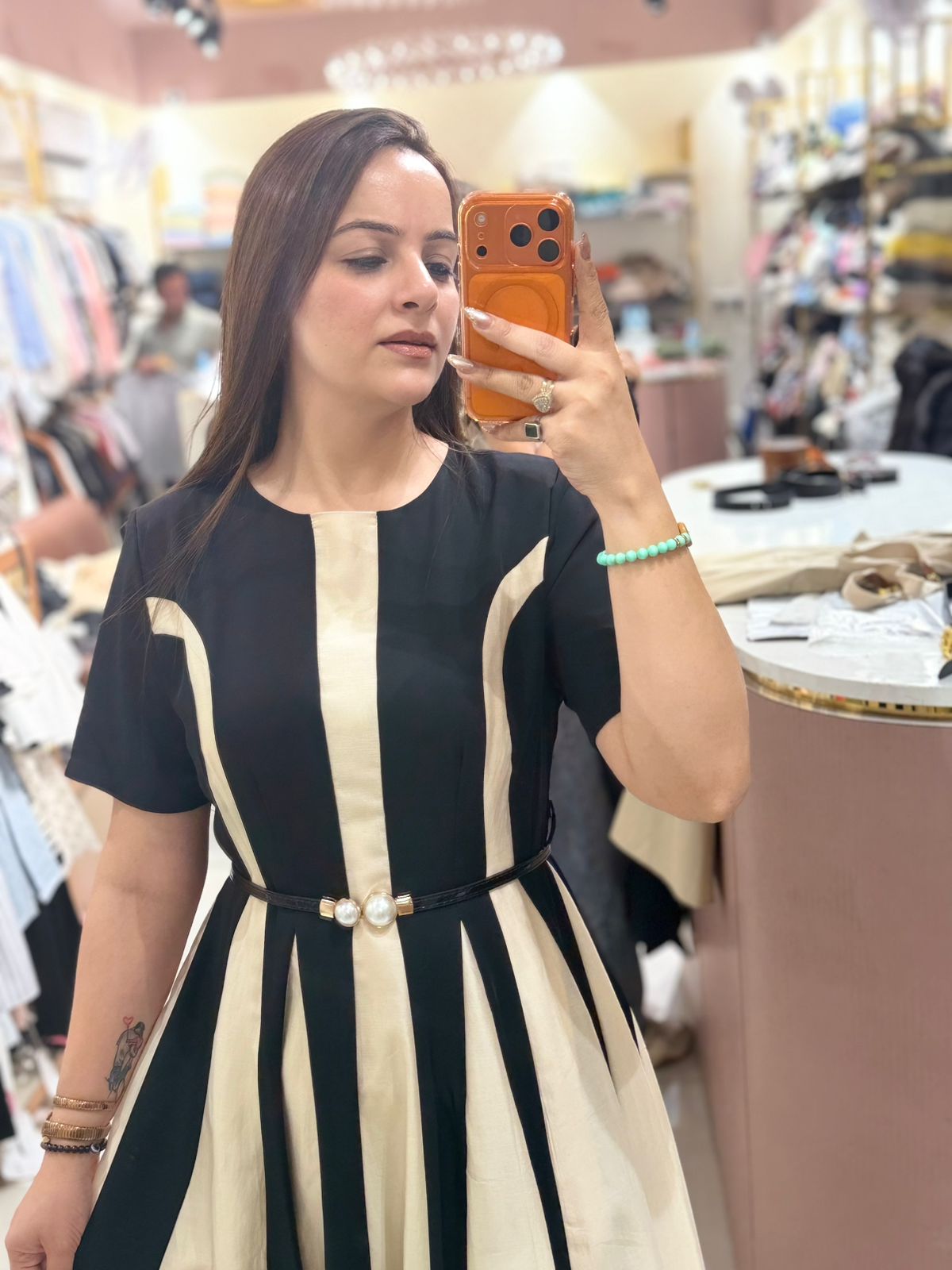 Midnight Ivory Panel Luxe Dress