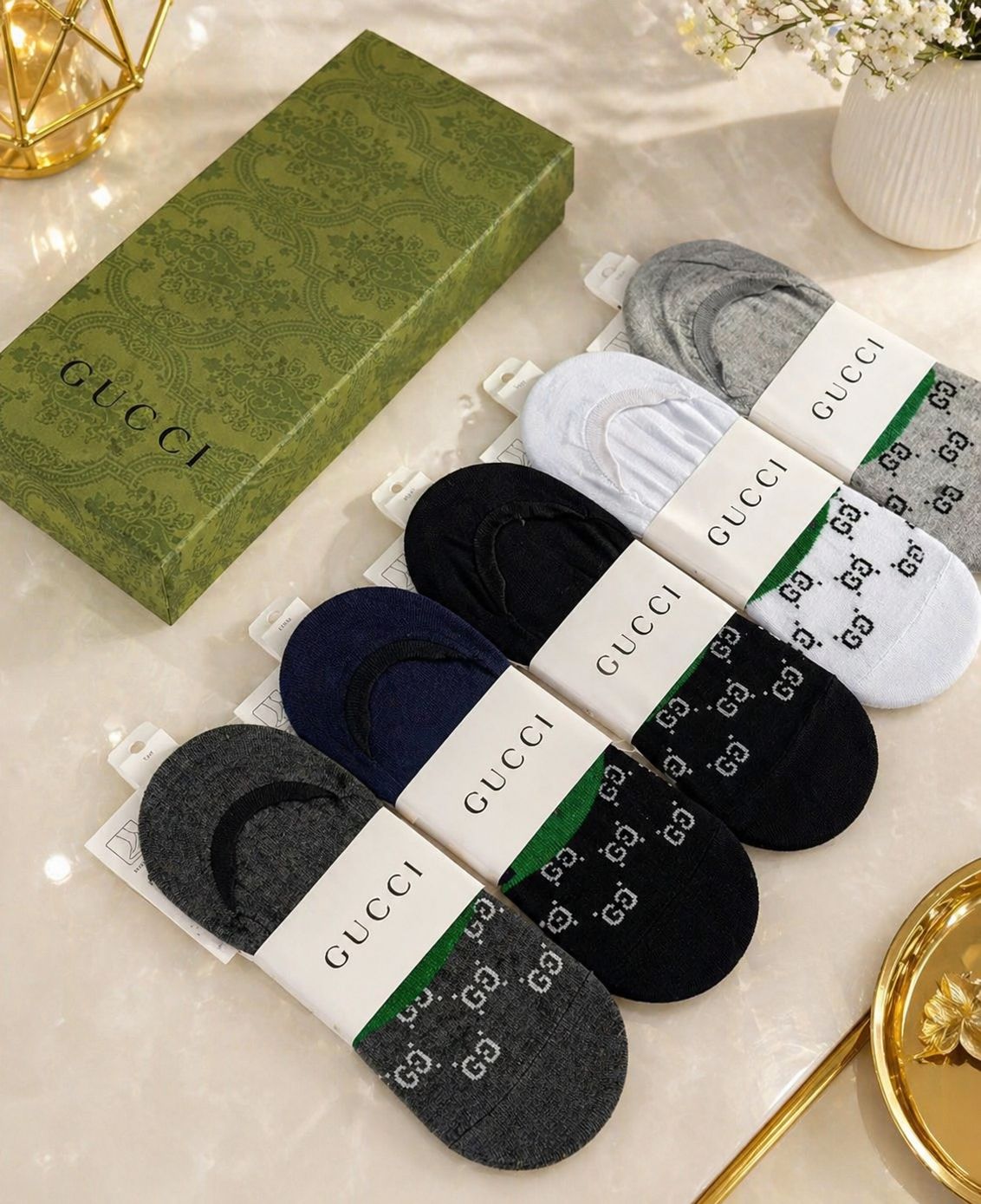 Monogram Luxe Invisible Loafer Socks (Pack of 5)