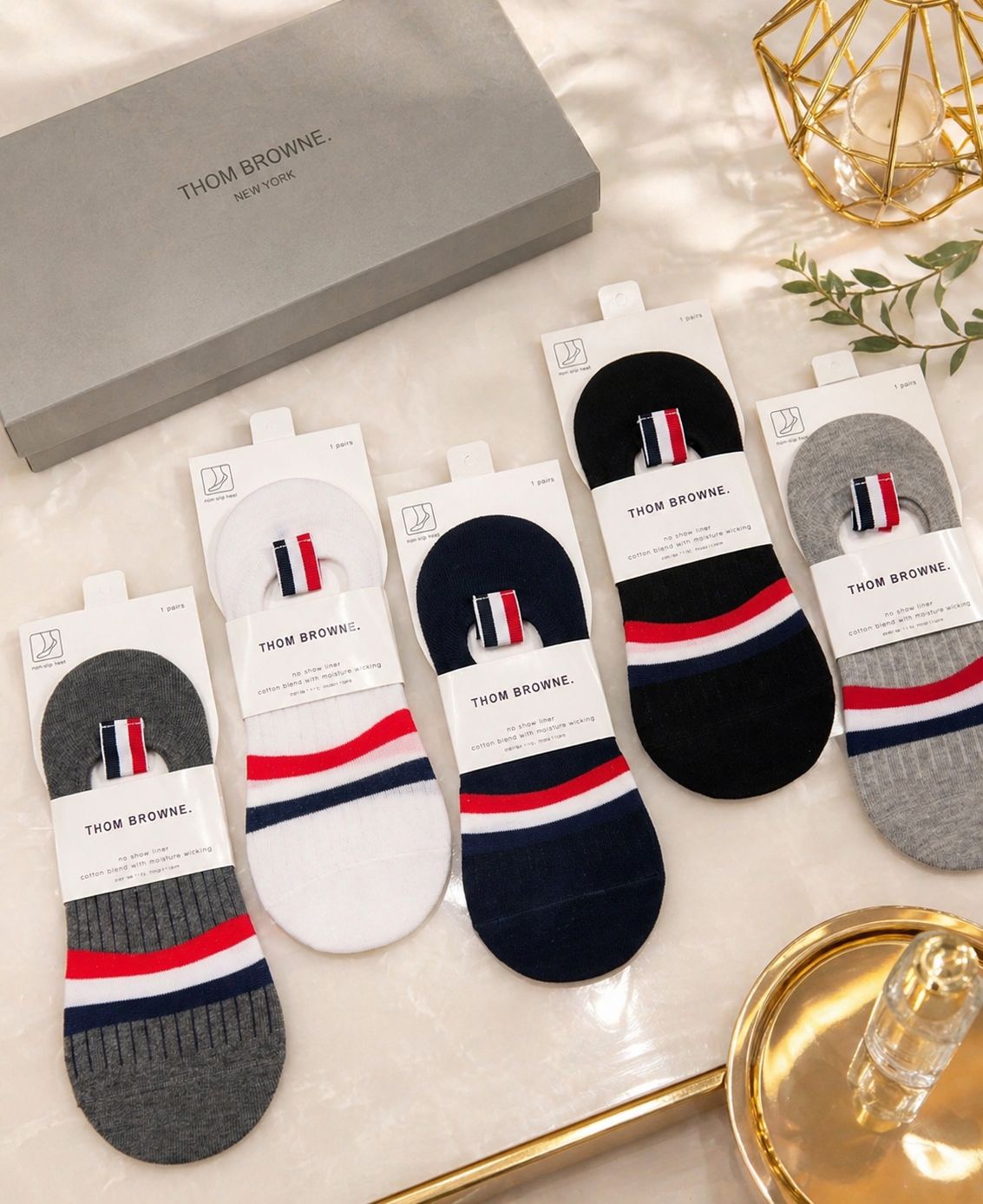Signature Stripe Invisible Loafer Socks (Pack of 5)