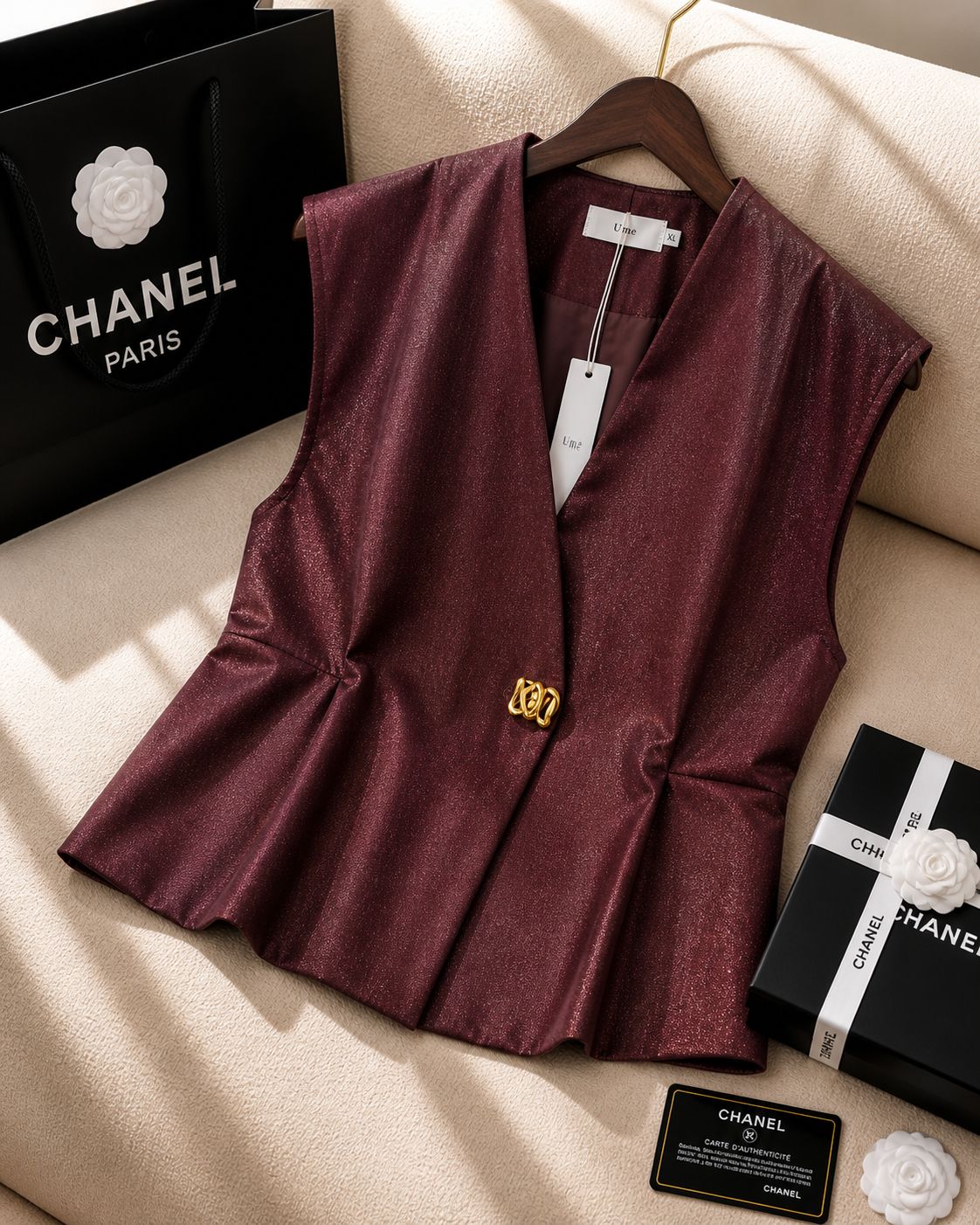 Luxe Metallic Waistcoat Top – Statement Edition