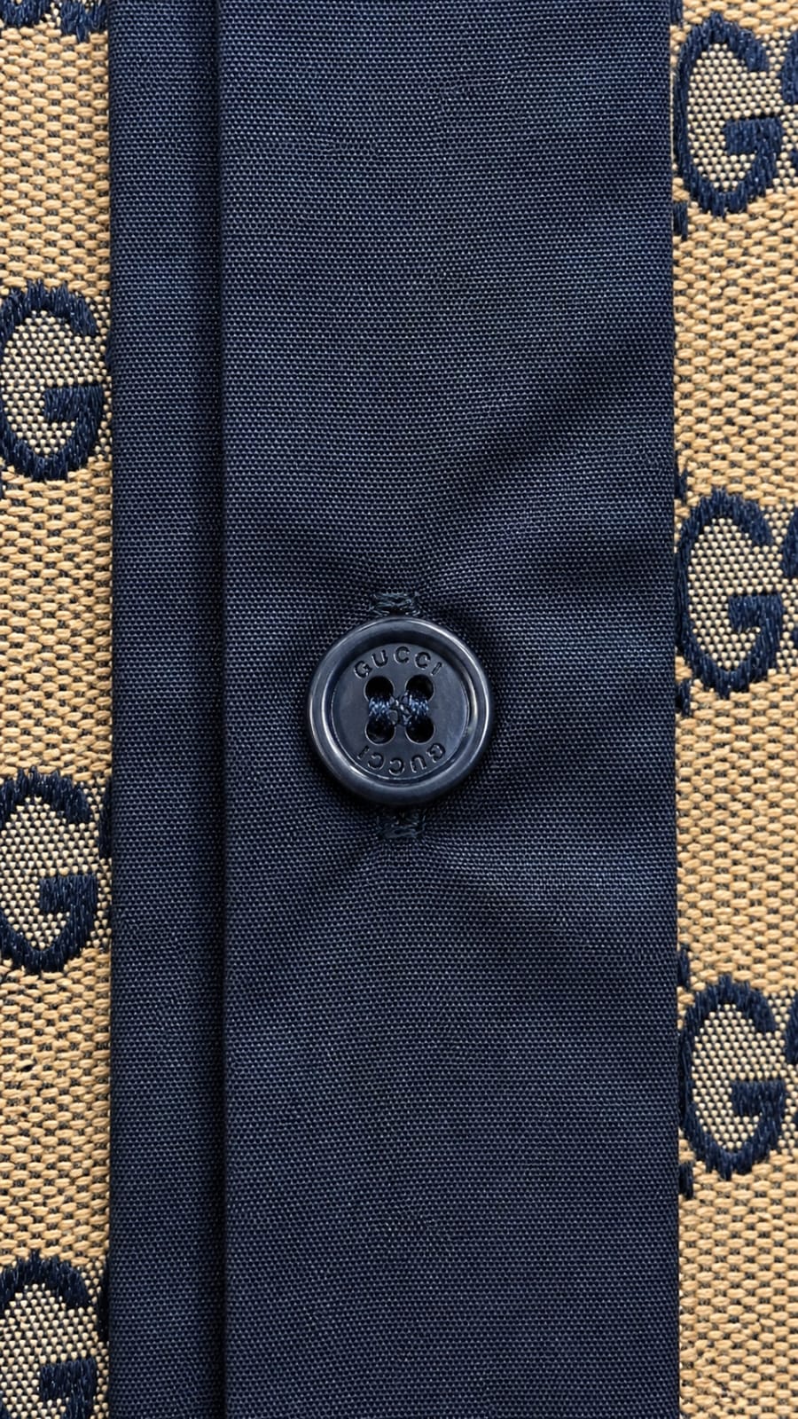 Signature Monogram Luxe Shirt – Beige Navy Edition