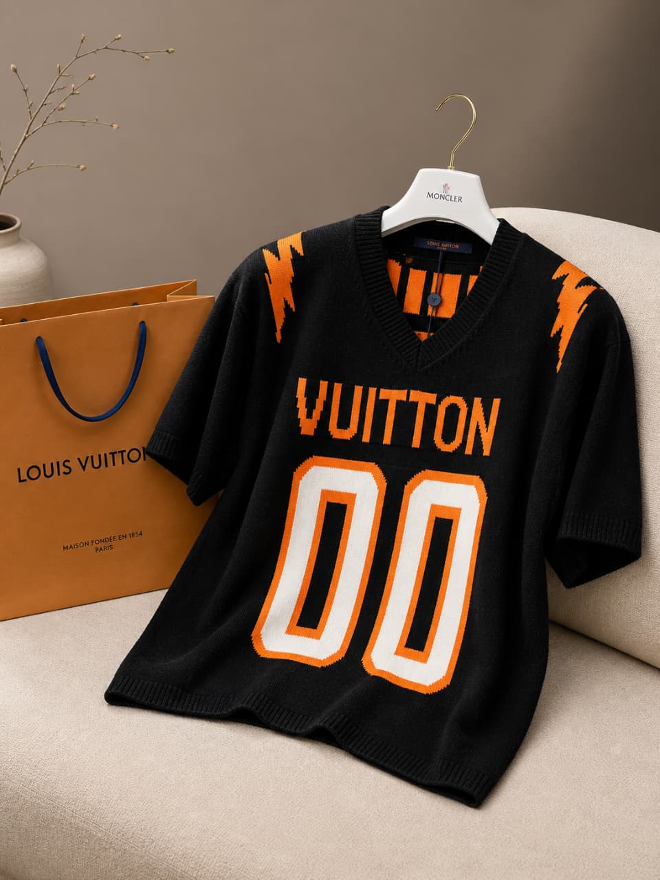 Athletic Knit Luxe Tee – Black Orange Edition