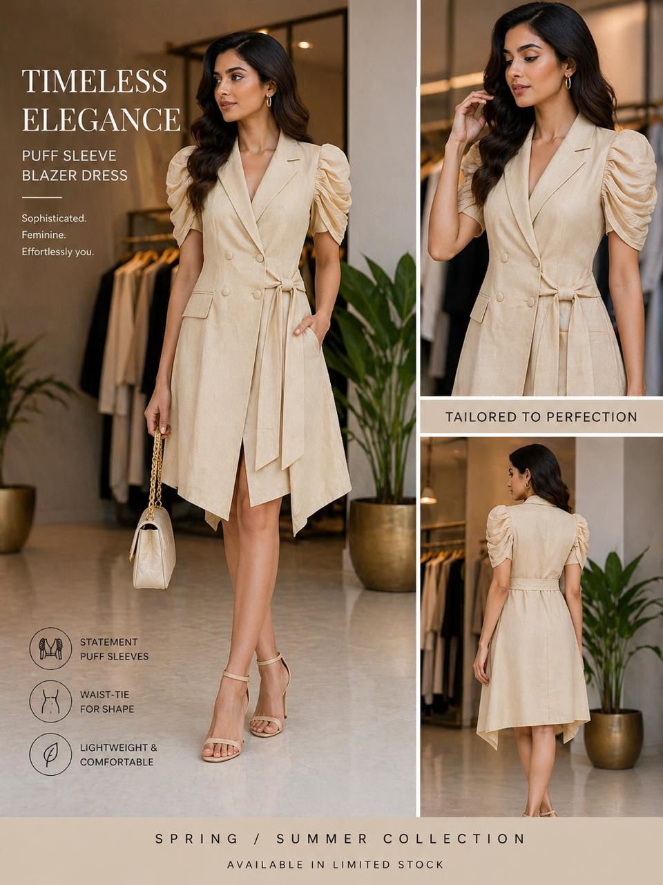 Luxe Puff Sleeve Blazer Dress