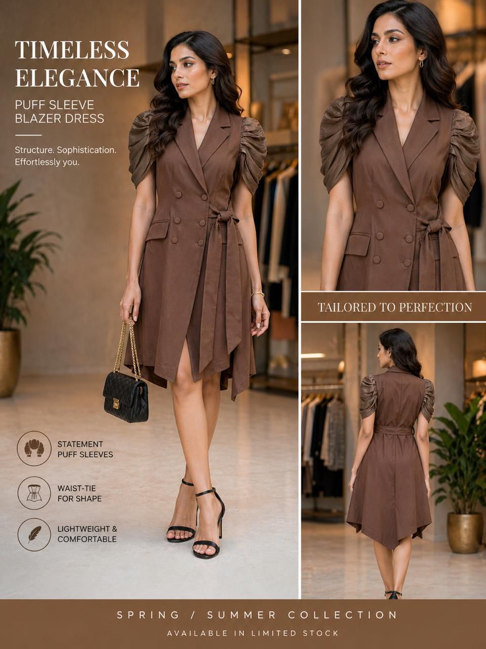 Luxe Puff Sleeve Blazer Dress