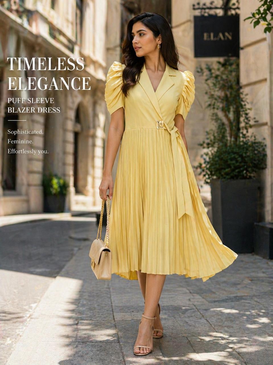 Timeless Elegance Puff Sleeve Blazer Dress