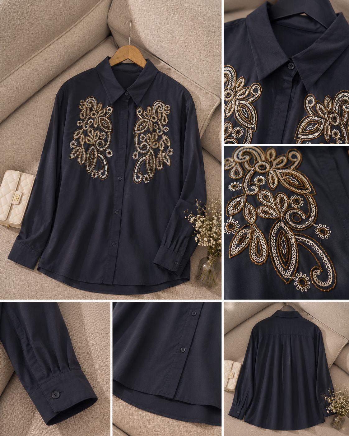 Royal Paisley Embellished Cotton Shirt