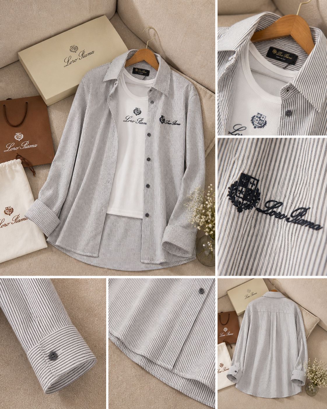 Luxe Striped Cotton Linen Twinset