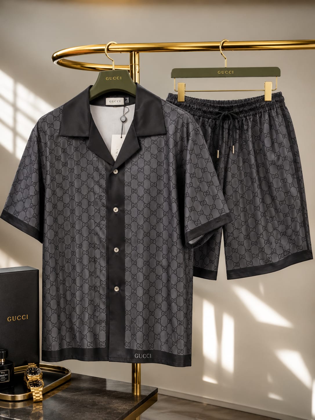 Midnight Monogram Silk Cord Set