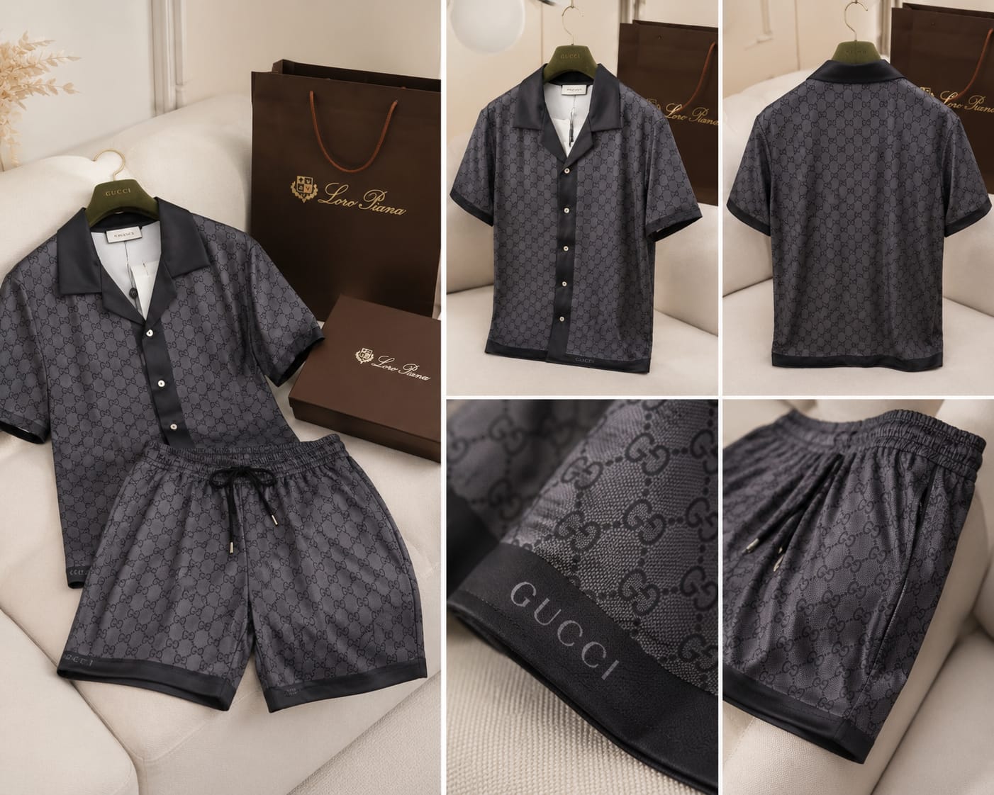 Midnight Monogram Silk Cord Set