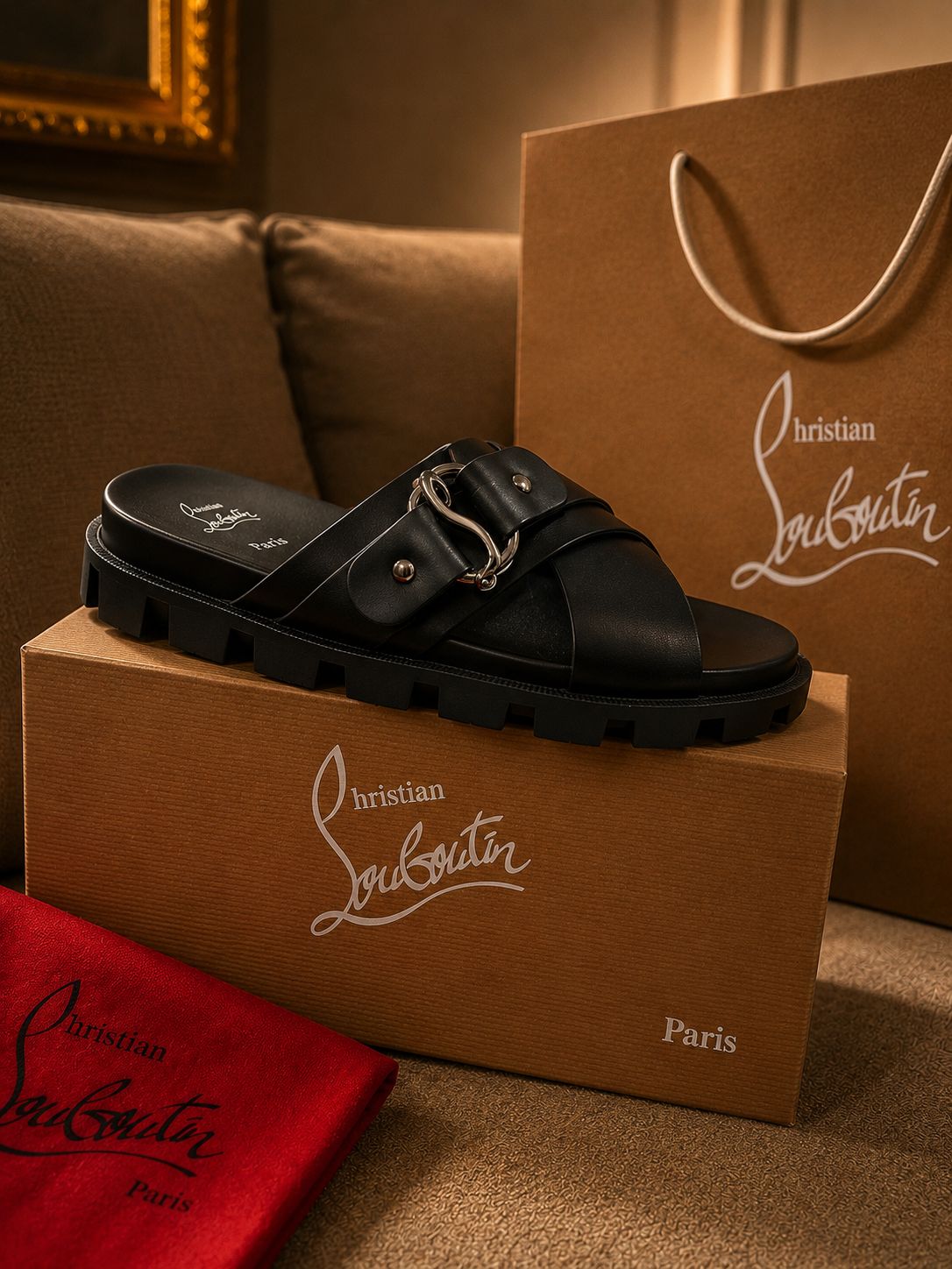 Luxe Cross-Strap Slides (Men)