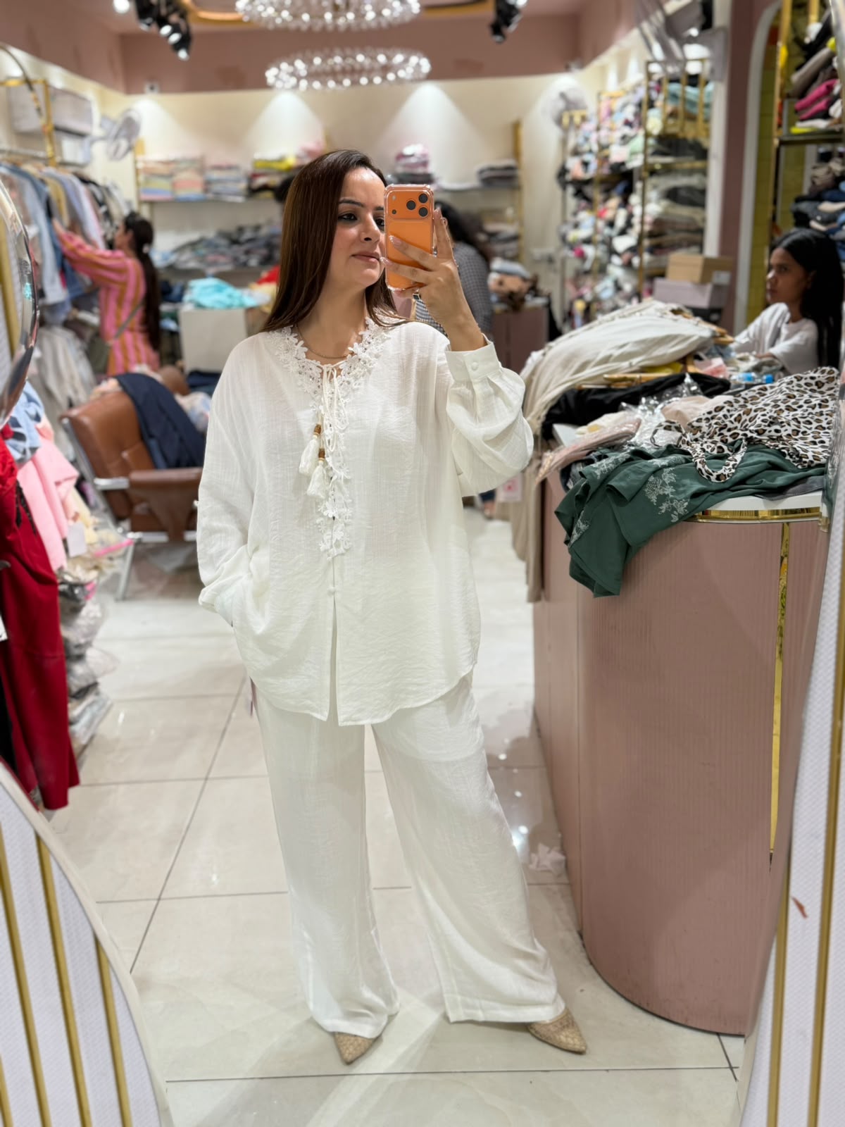 Ivory Bloom Linen Co-Ord Set (Women)