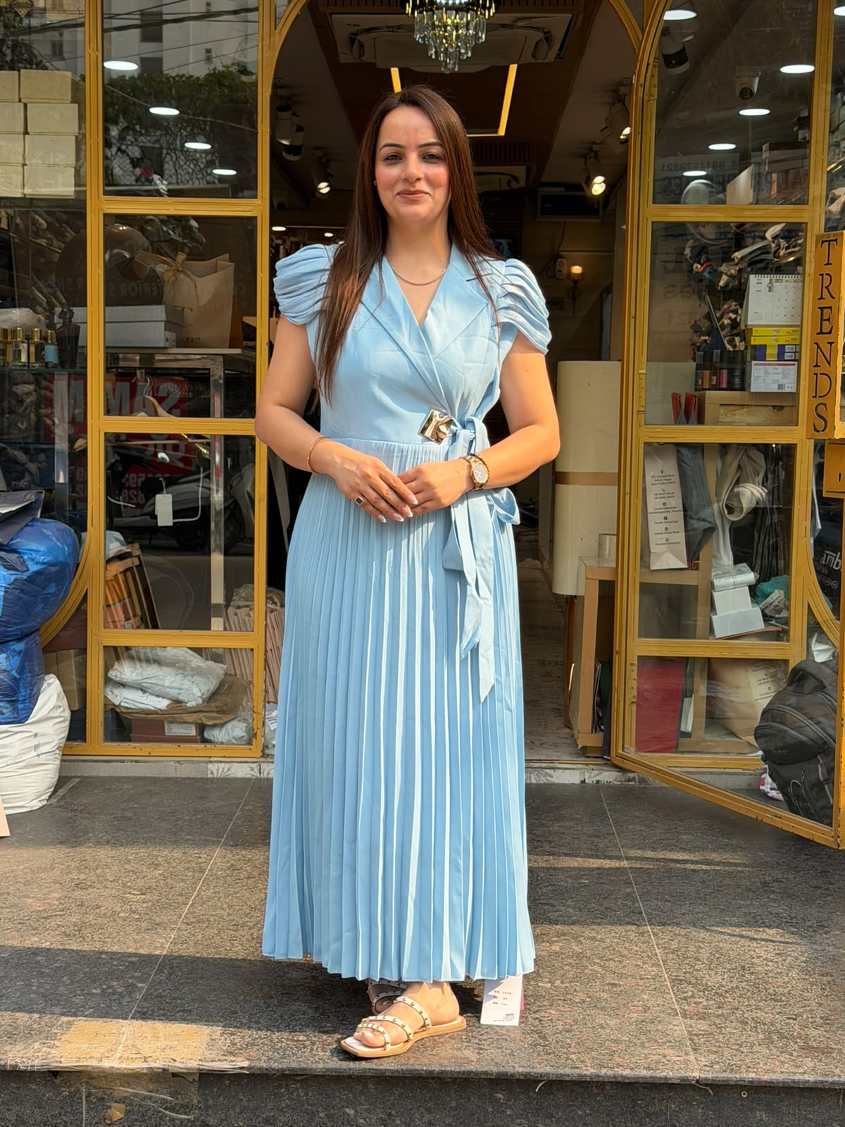 Celeste Pleated Wrap Maxi Dress (Women)