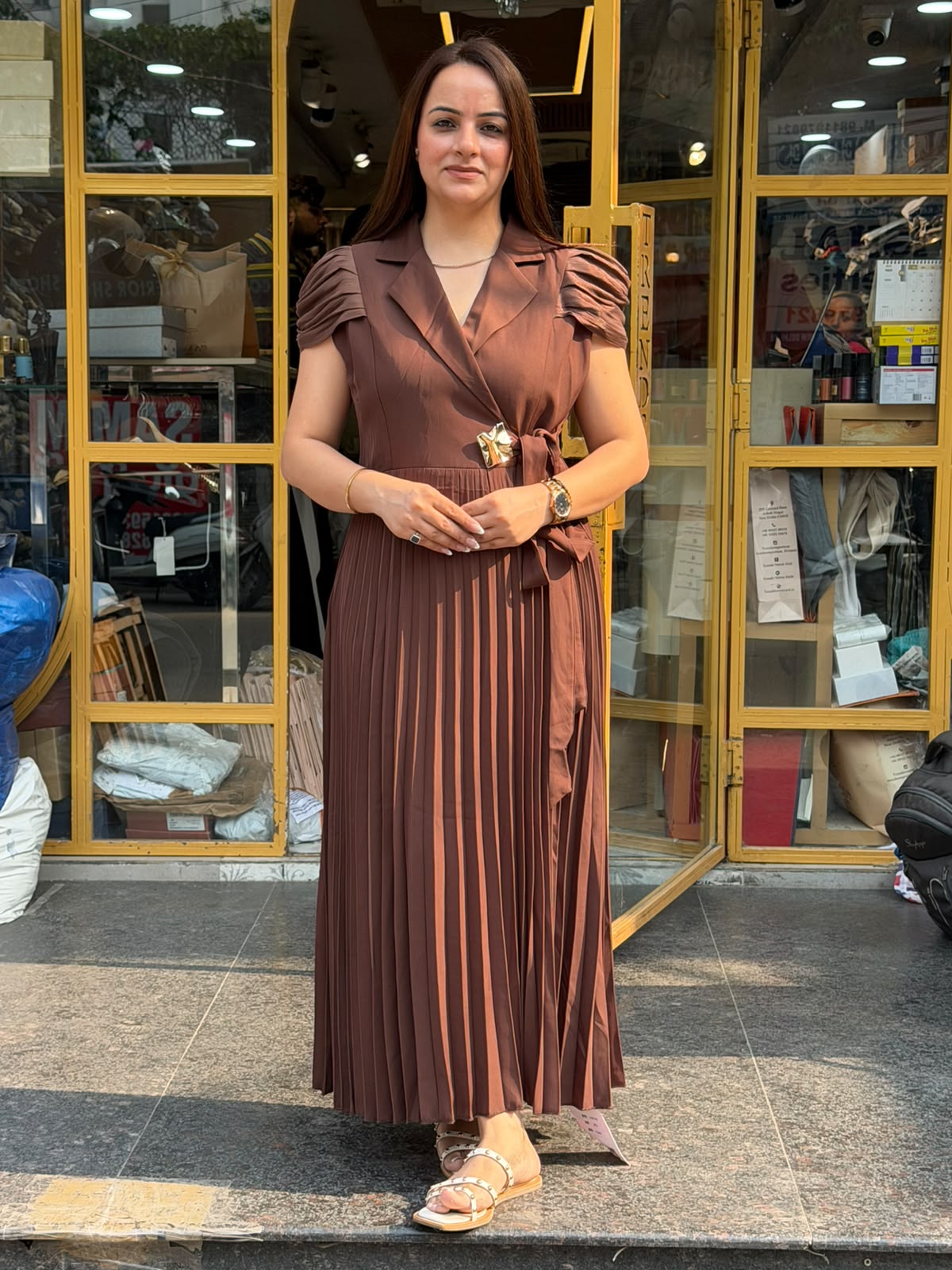 Celeste Pleated Wrap Maxi Dress (Women)