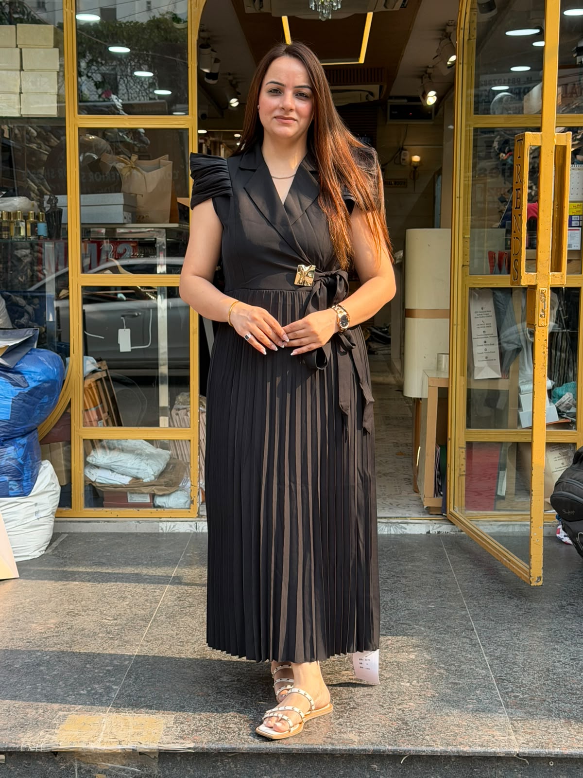 Celeste Pleated Wrap Maxi Dress (Women)