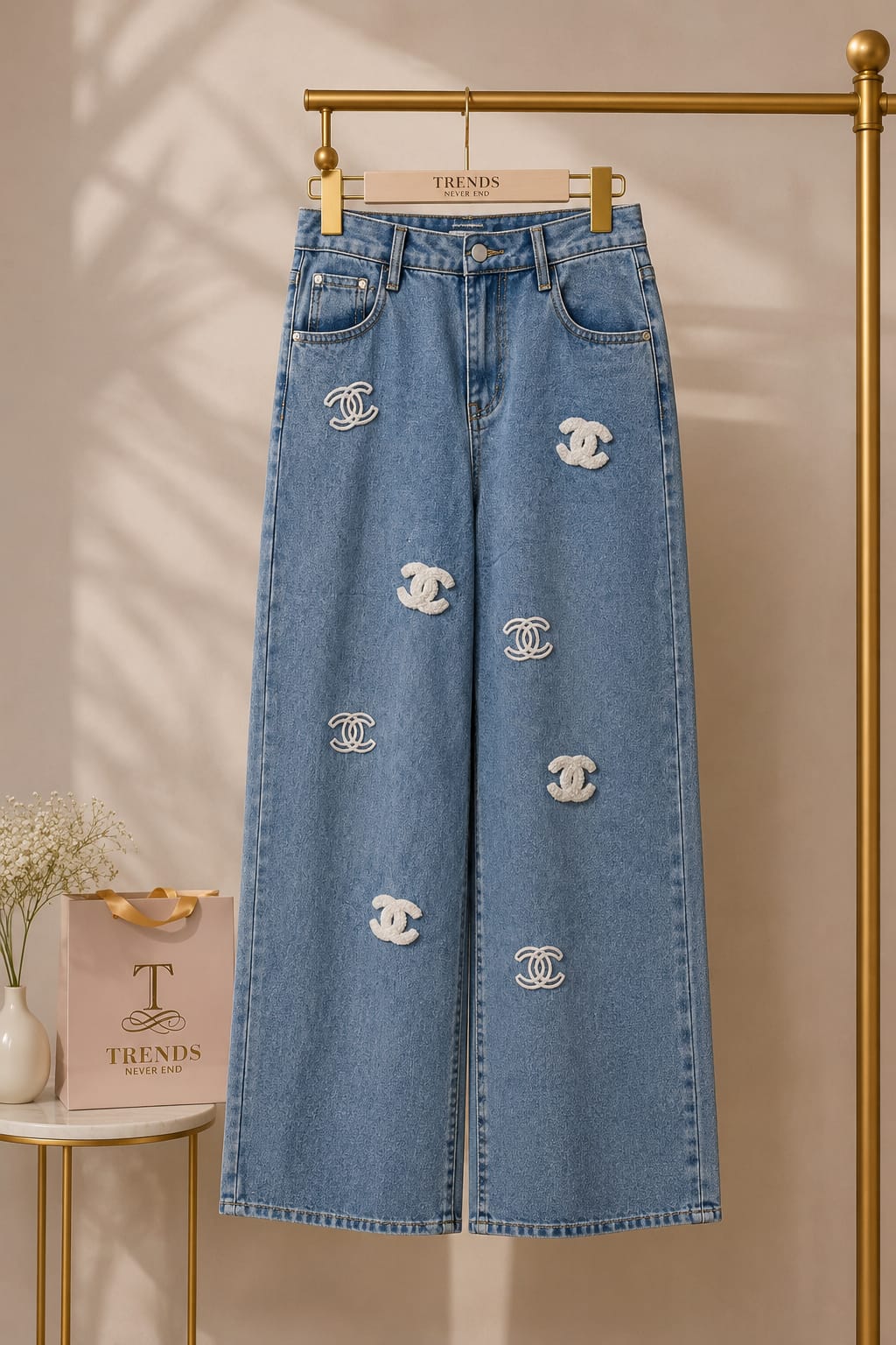 Monogram Luxe Wide-Leg Denim (Women)