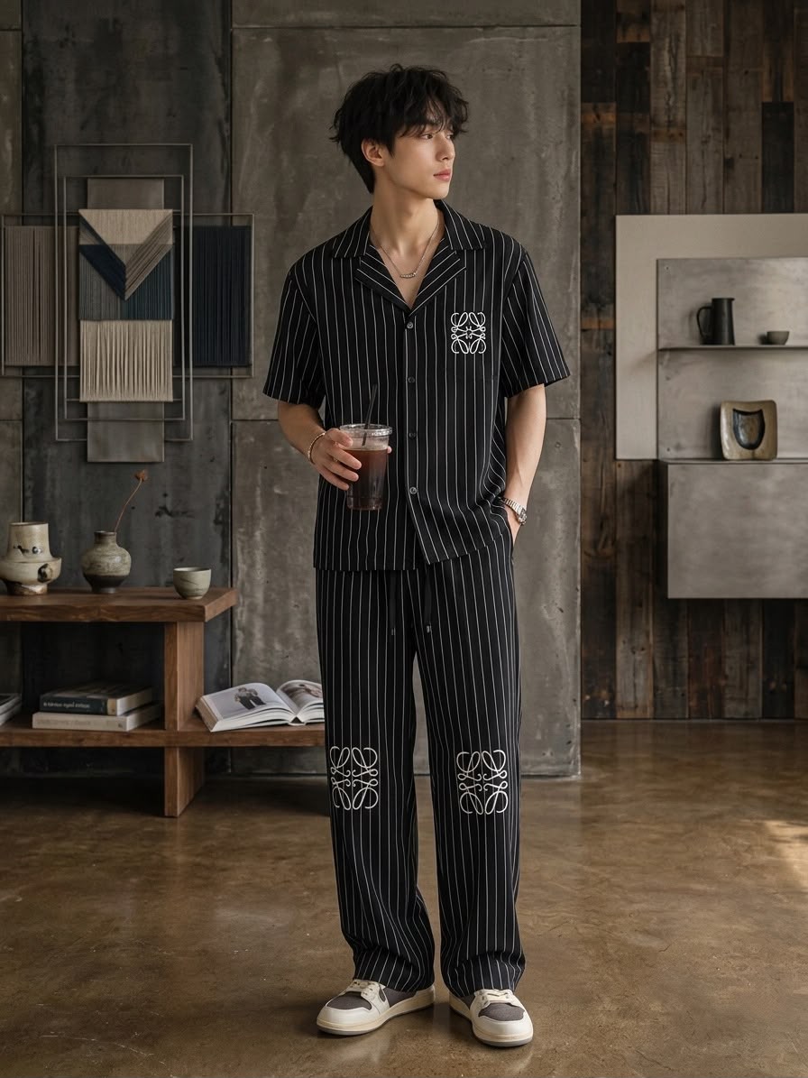 Pinstripe Luxe Lounge Cord Set (Men)