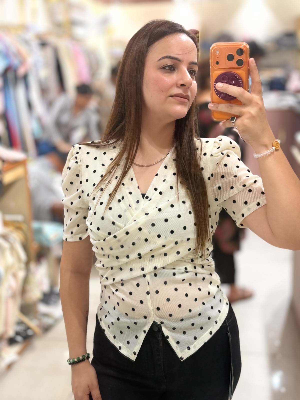 Pretty Polka Dot Wrap Top