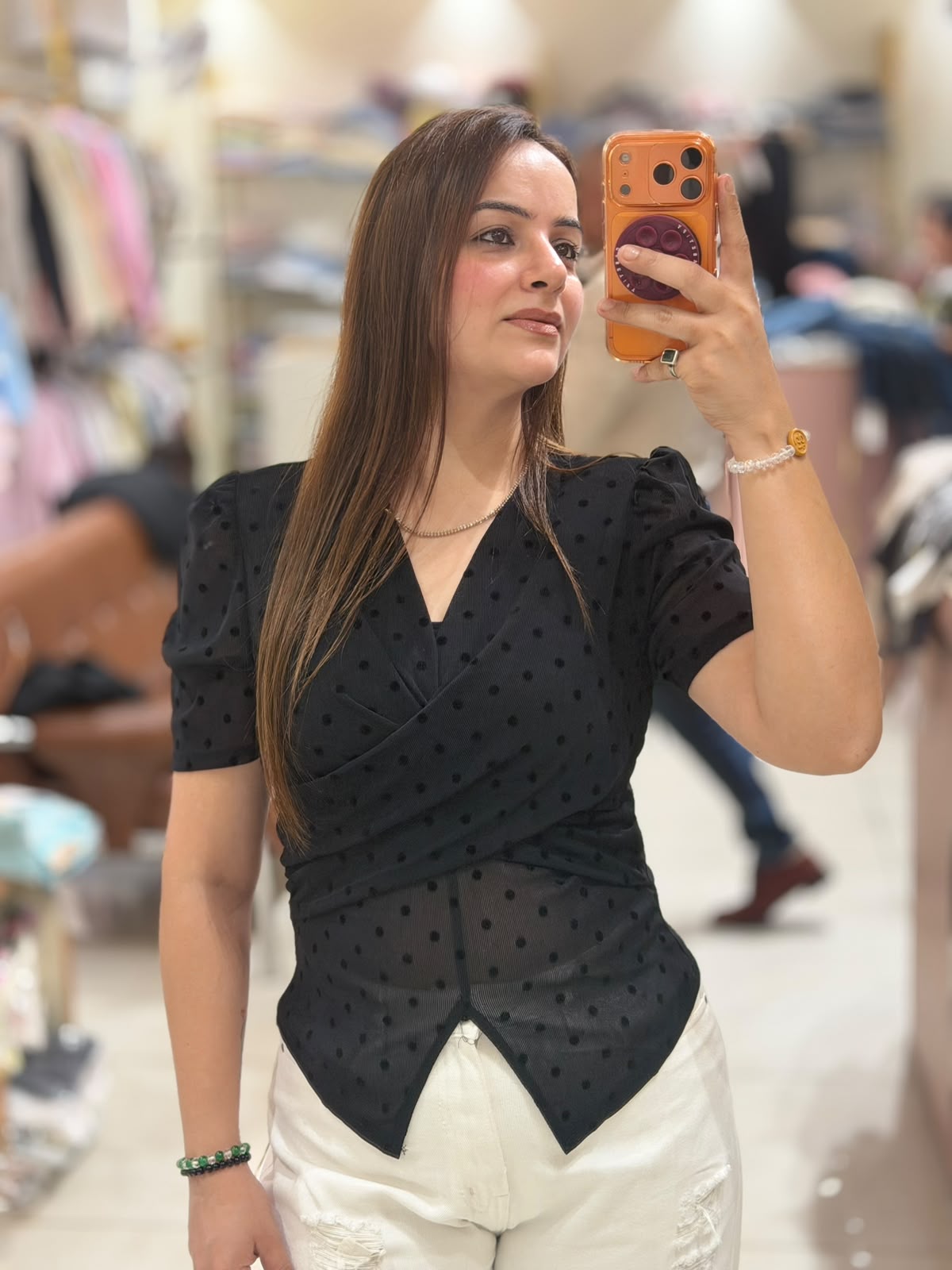 Pretty Polka Dot Wrap Top