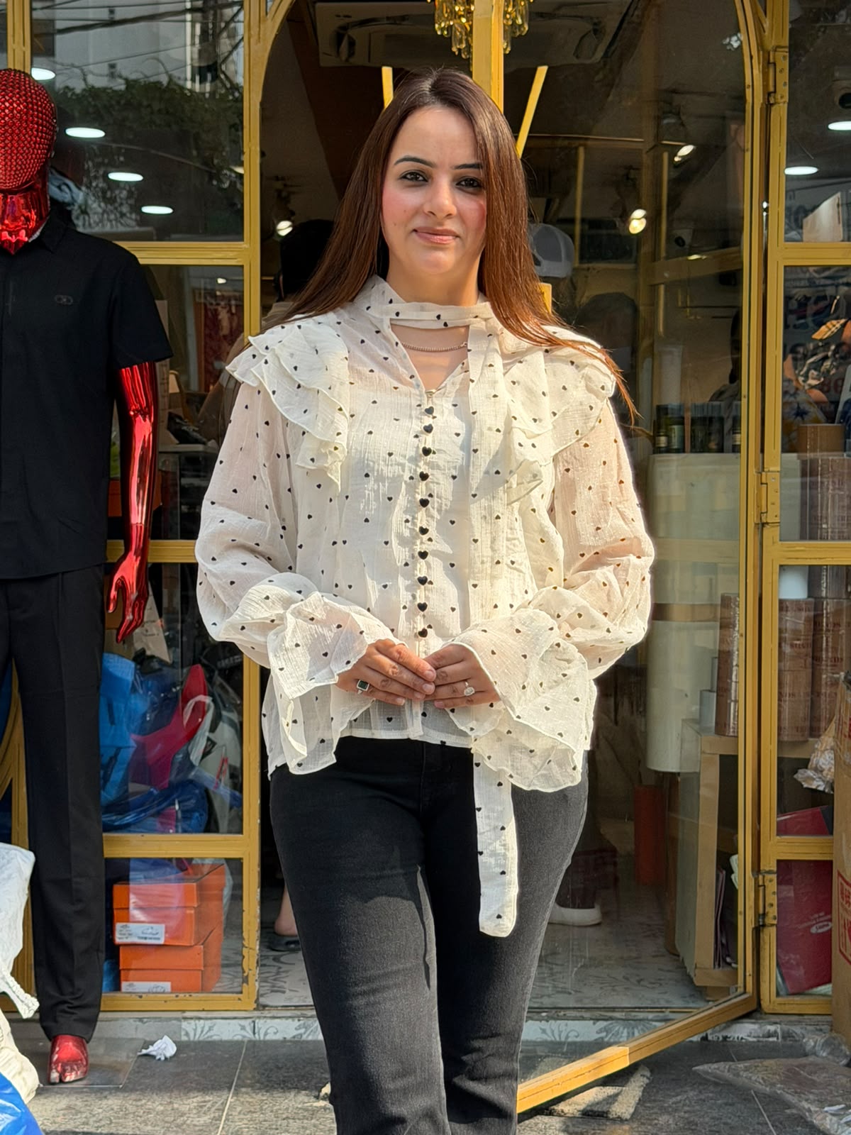 Heart Dot Frill Top