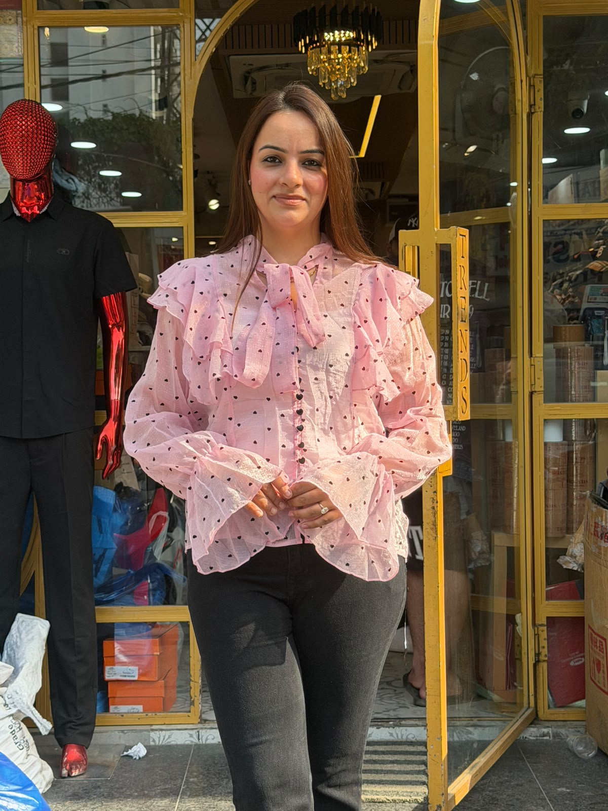Heart Dot Frill Top