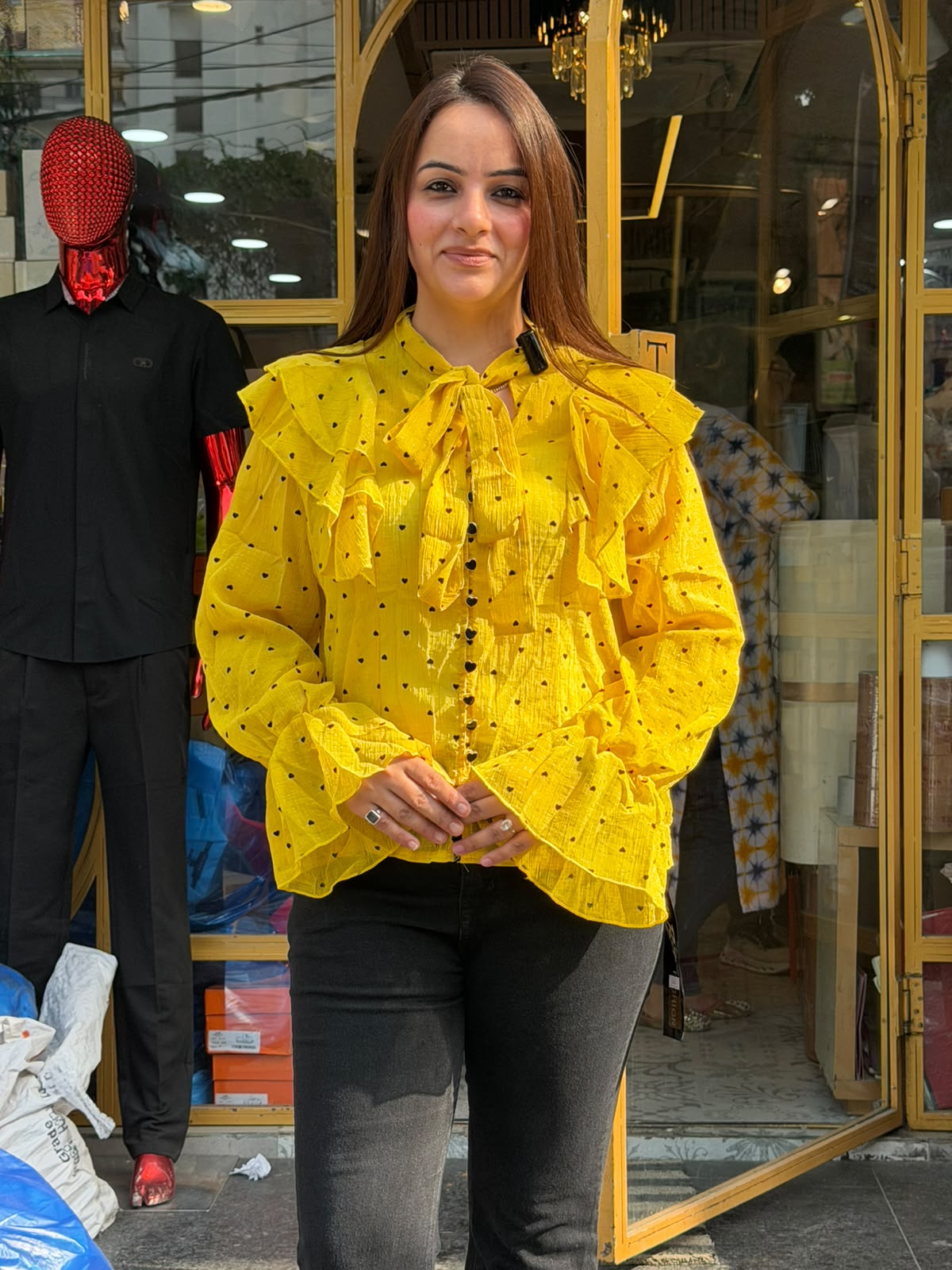 Heart Dot Frill Top