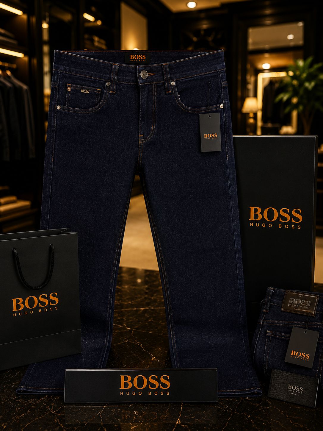 Premium Raw Wash Stretch Straight Fit Jeans (Men)