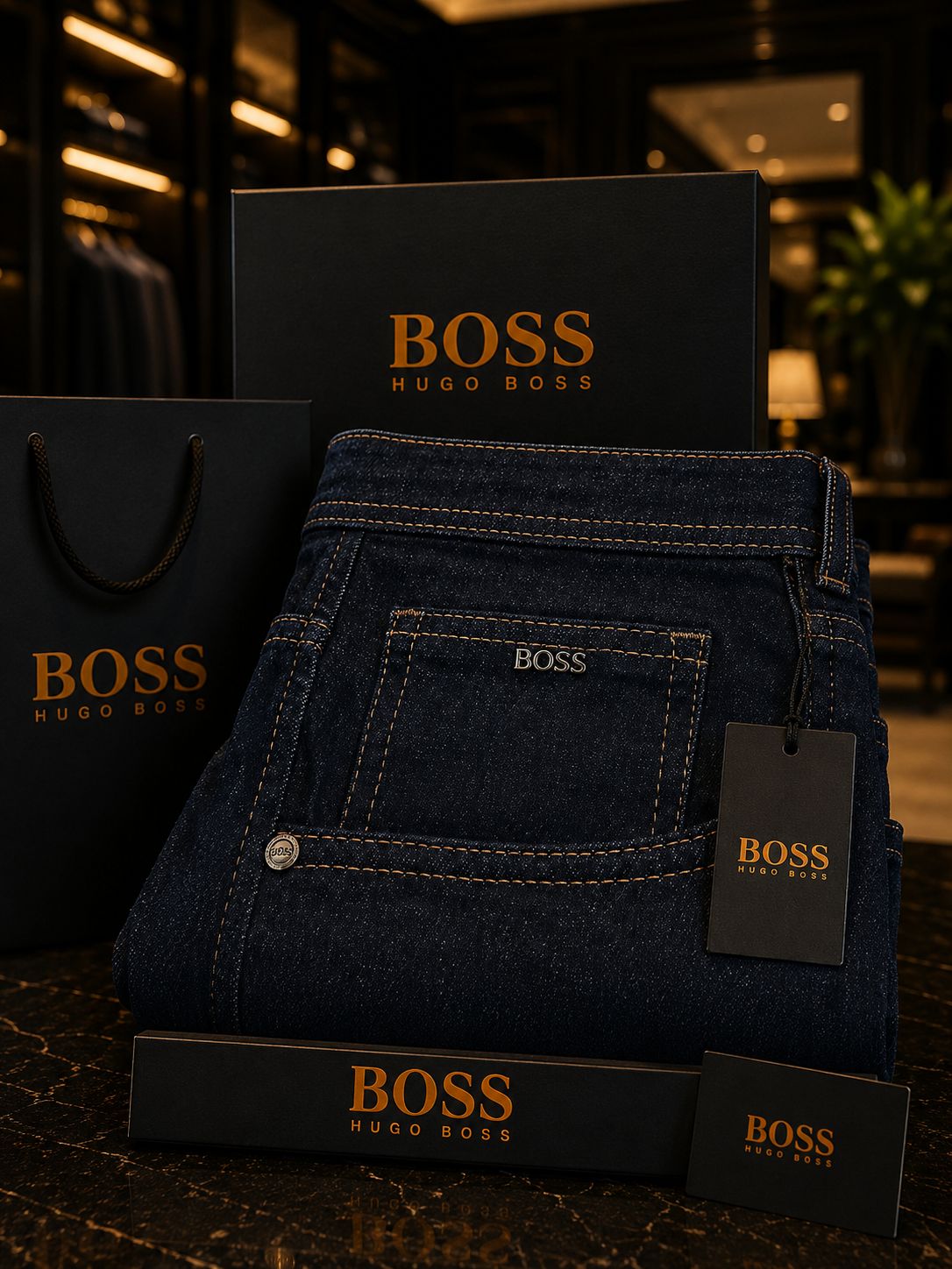 Premium Raw Wash Stretch Straight Fit Jeans (Men)