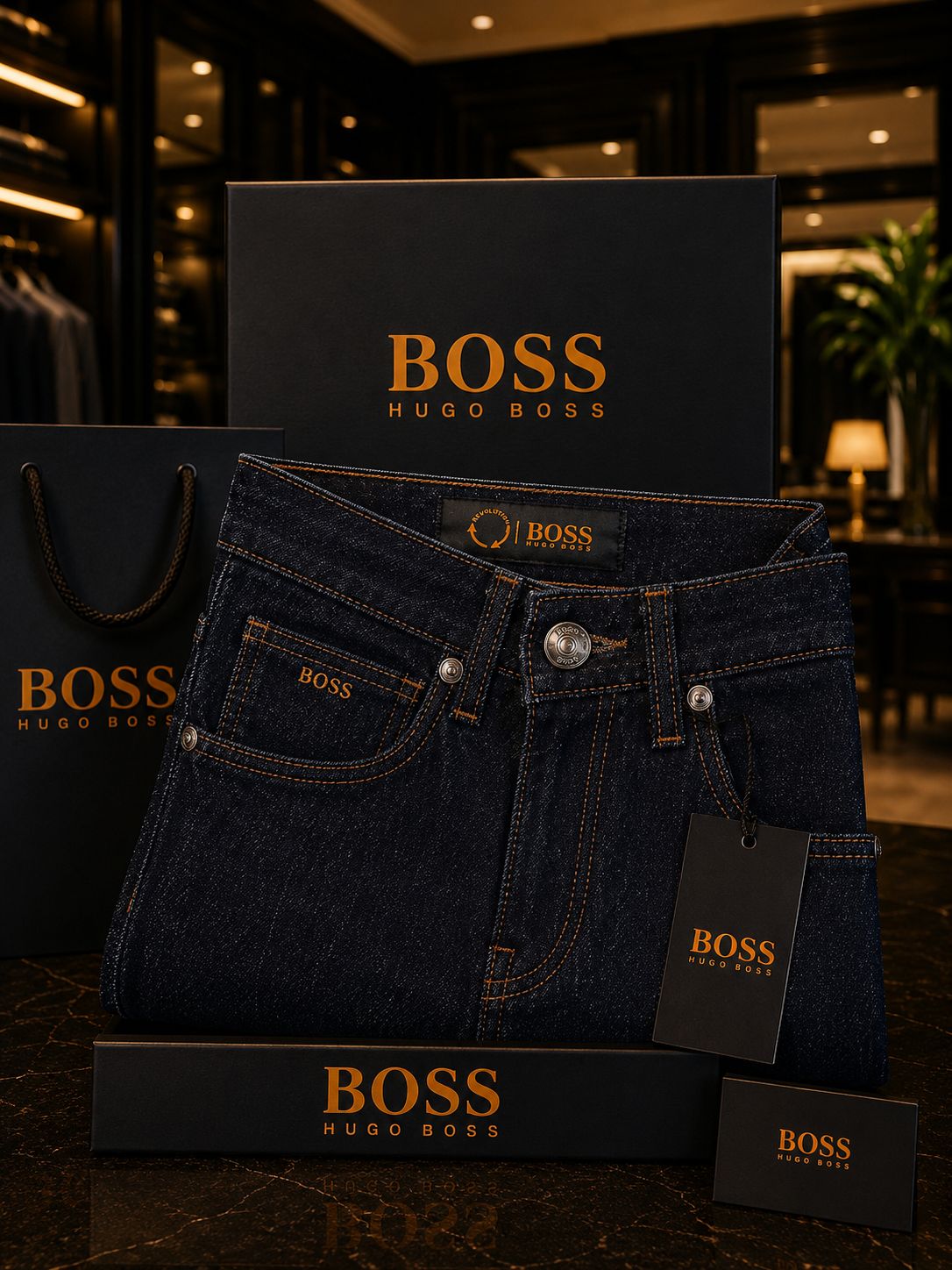 Premium Raw Wash Stretch Straight Fit Jeans (Men)