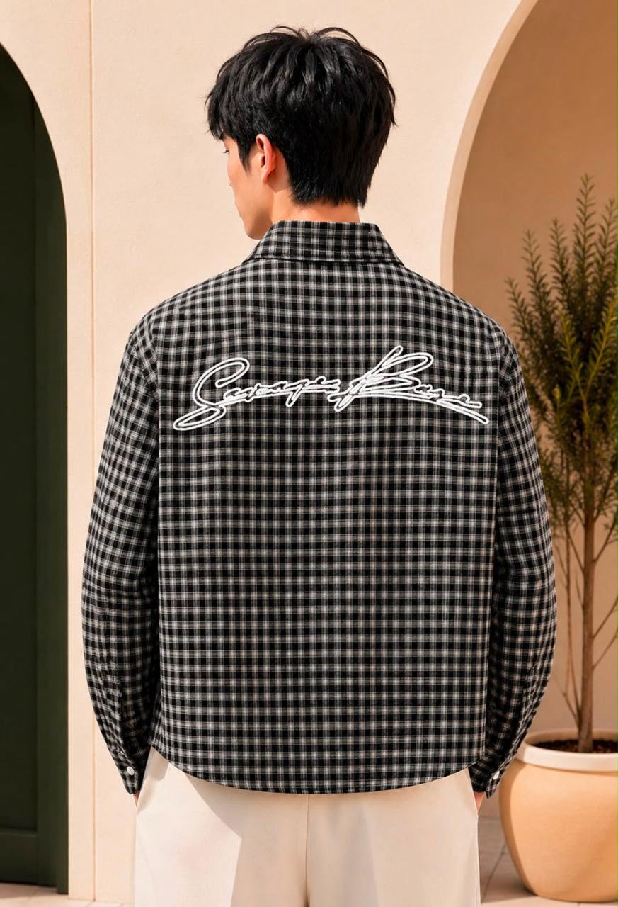 Regal Grid Embroidered Designer Shirt (Men)