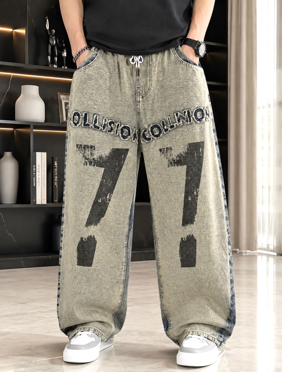 Premium Korean Fit Graphic Baggy Jeans (Men)