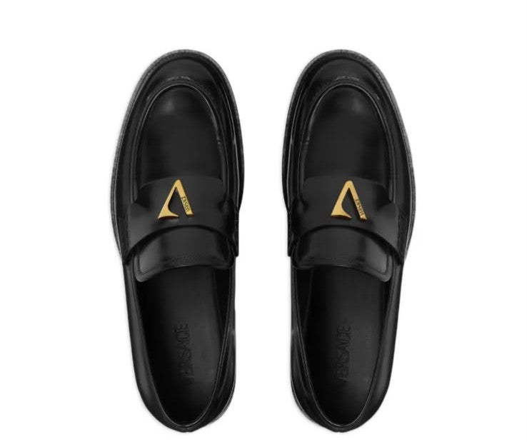 Premium Leather Logo Plaque Loafers (Men)