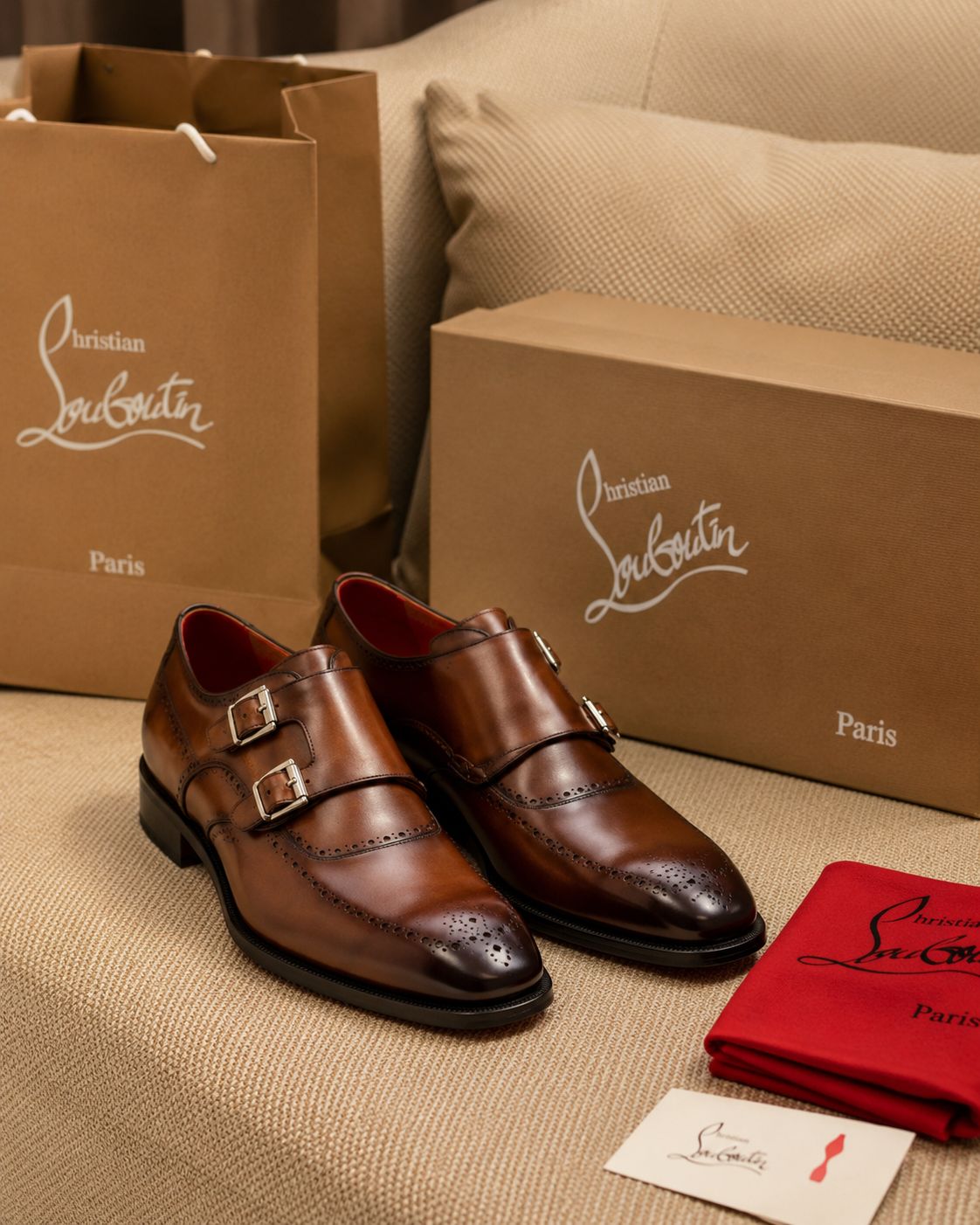 Premium Double Monk Strap Leather Shoes (Men)