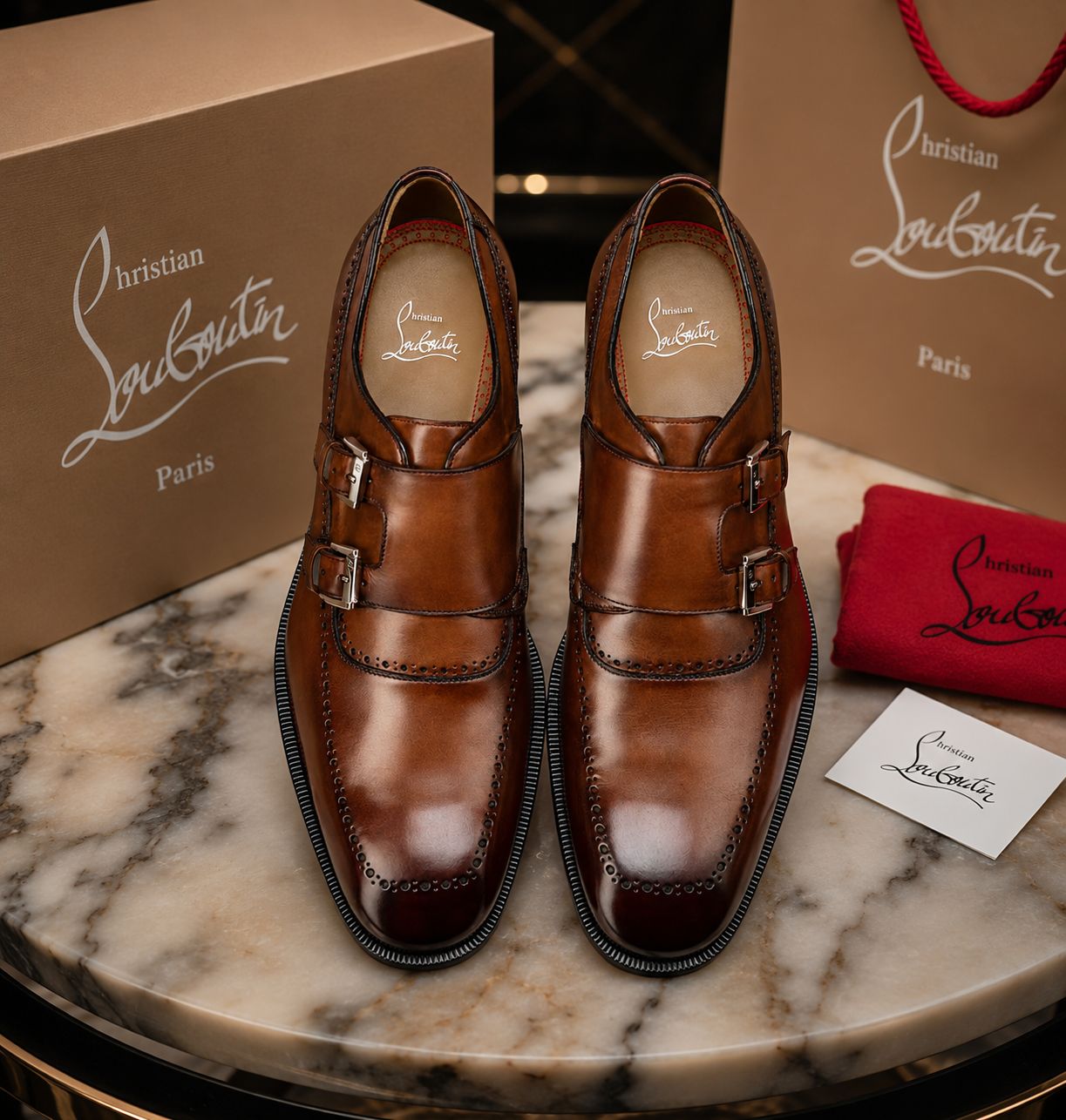 Premium Double Monk Strap Leather Shoes (Men)