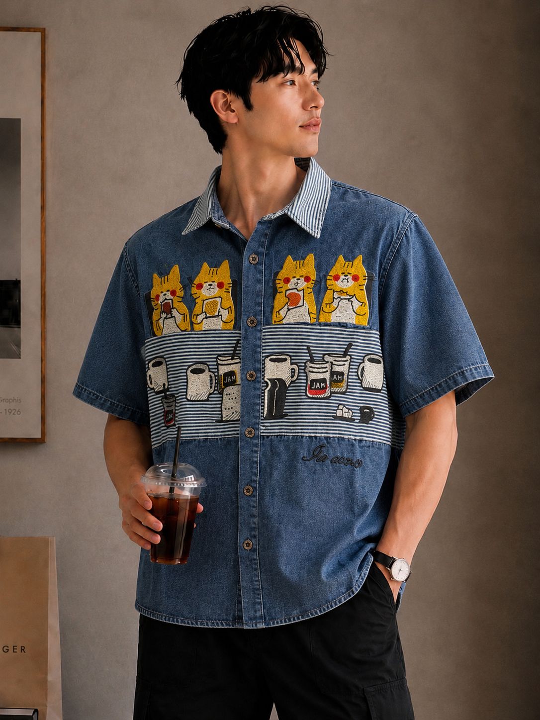 Premium Cartoon Graphic Casual Shirt (Men)