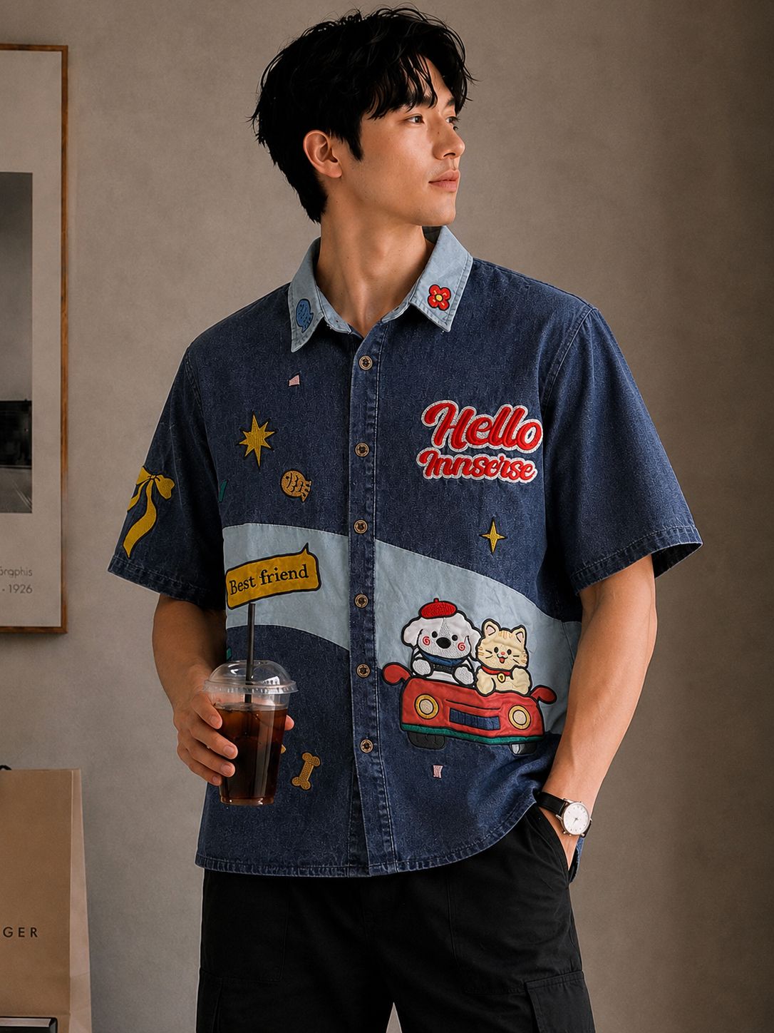 Premium Cartoon Graphic Casual Shirt (Men)