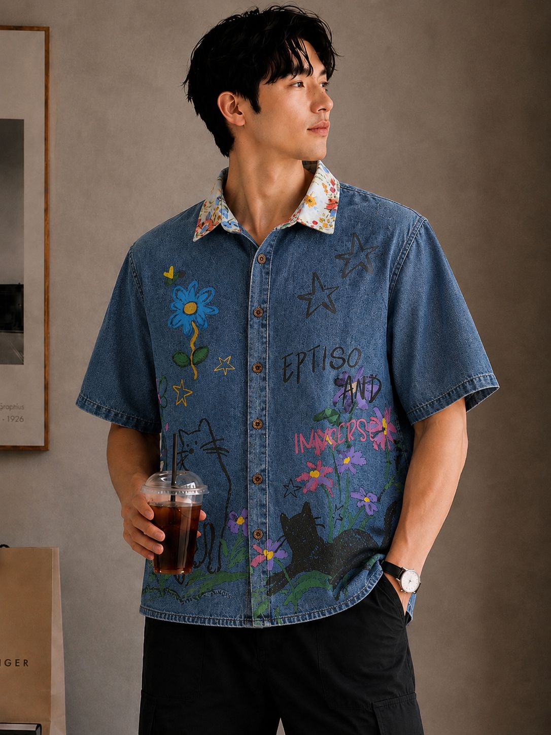 Premium Cartoon Graphic Casual Shirt (Men)