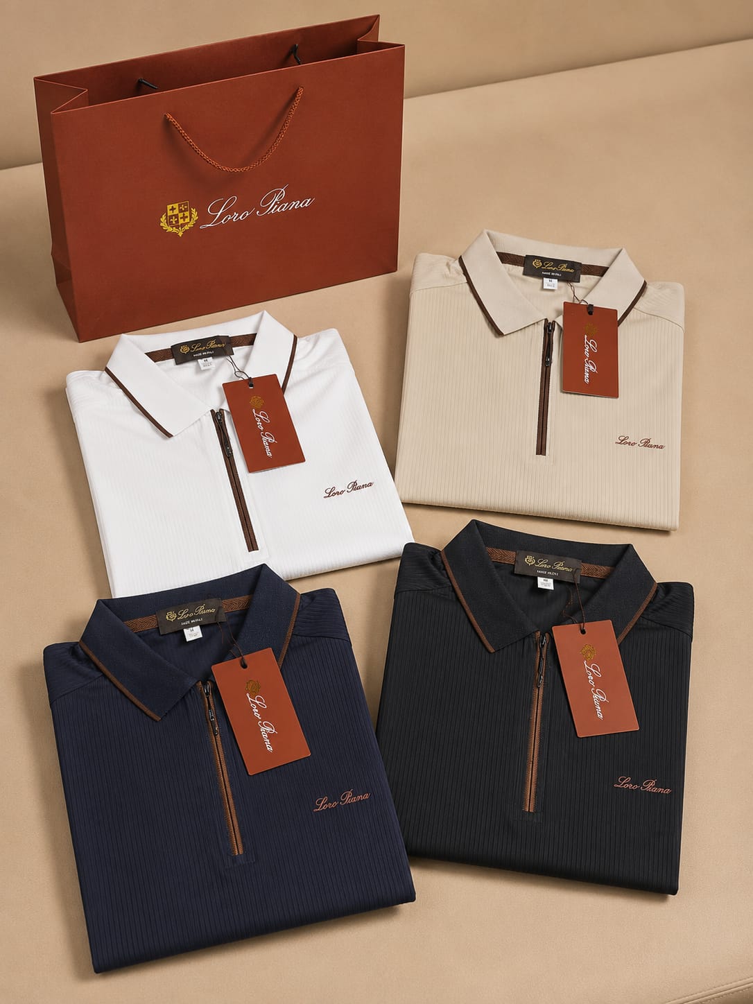 Premium Ribbed Zip Polo T-Shirt (Men)