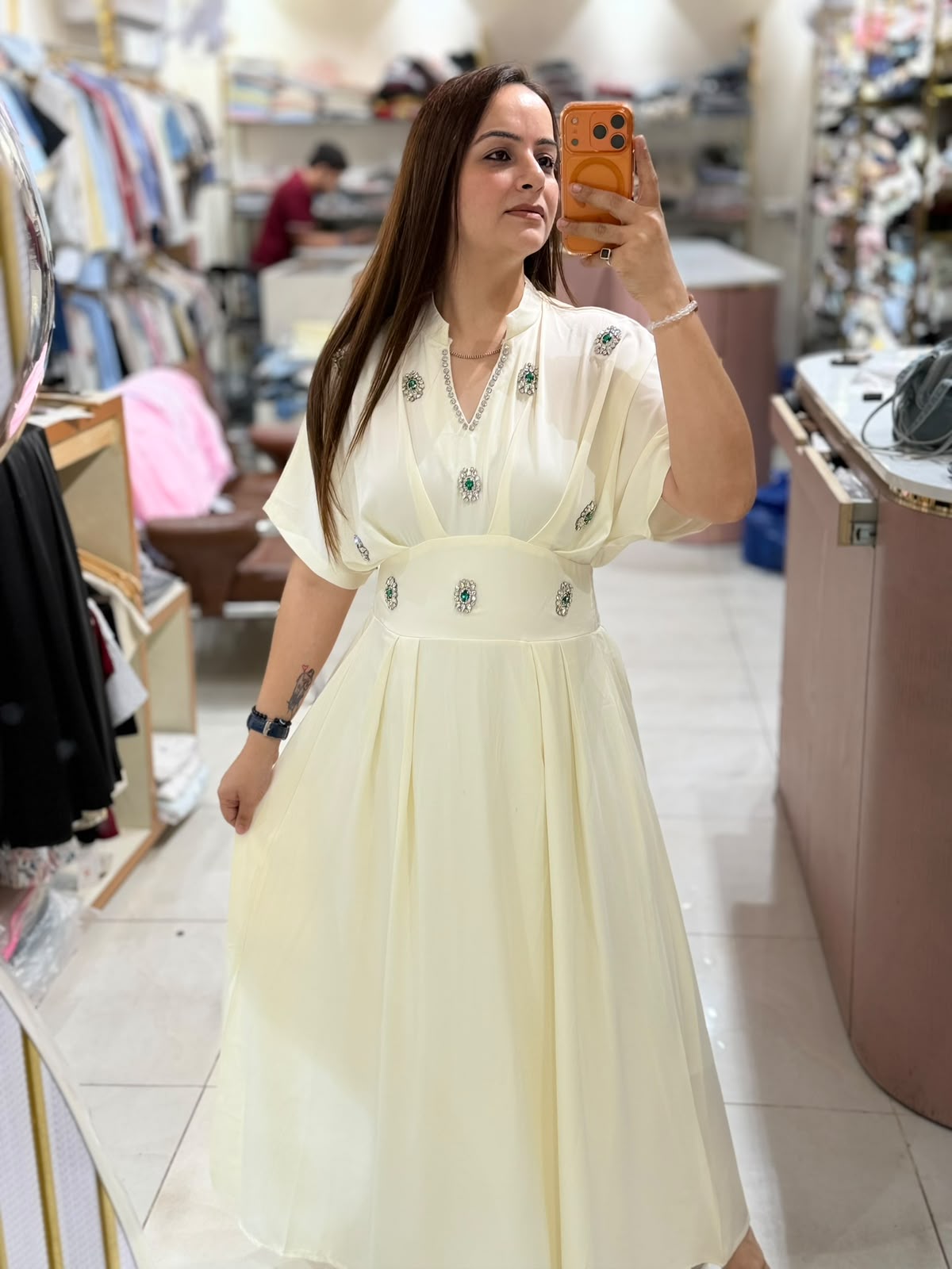 Embellished Empire Waist Maxi Dress (Women)