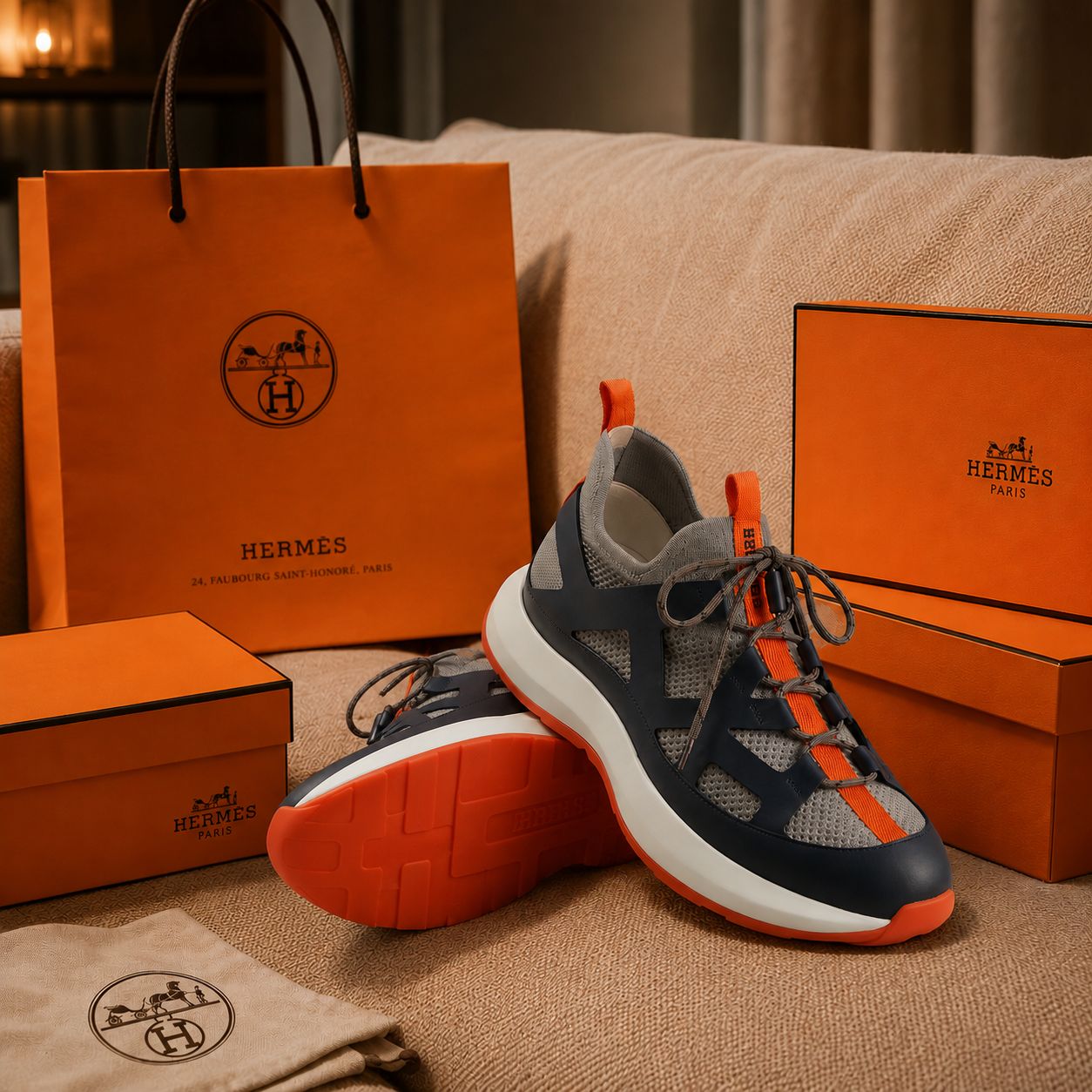 Premium Leather Mesh Sneakers (Men)